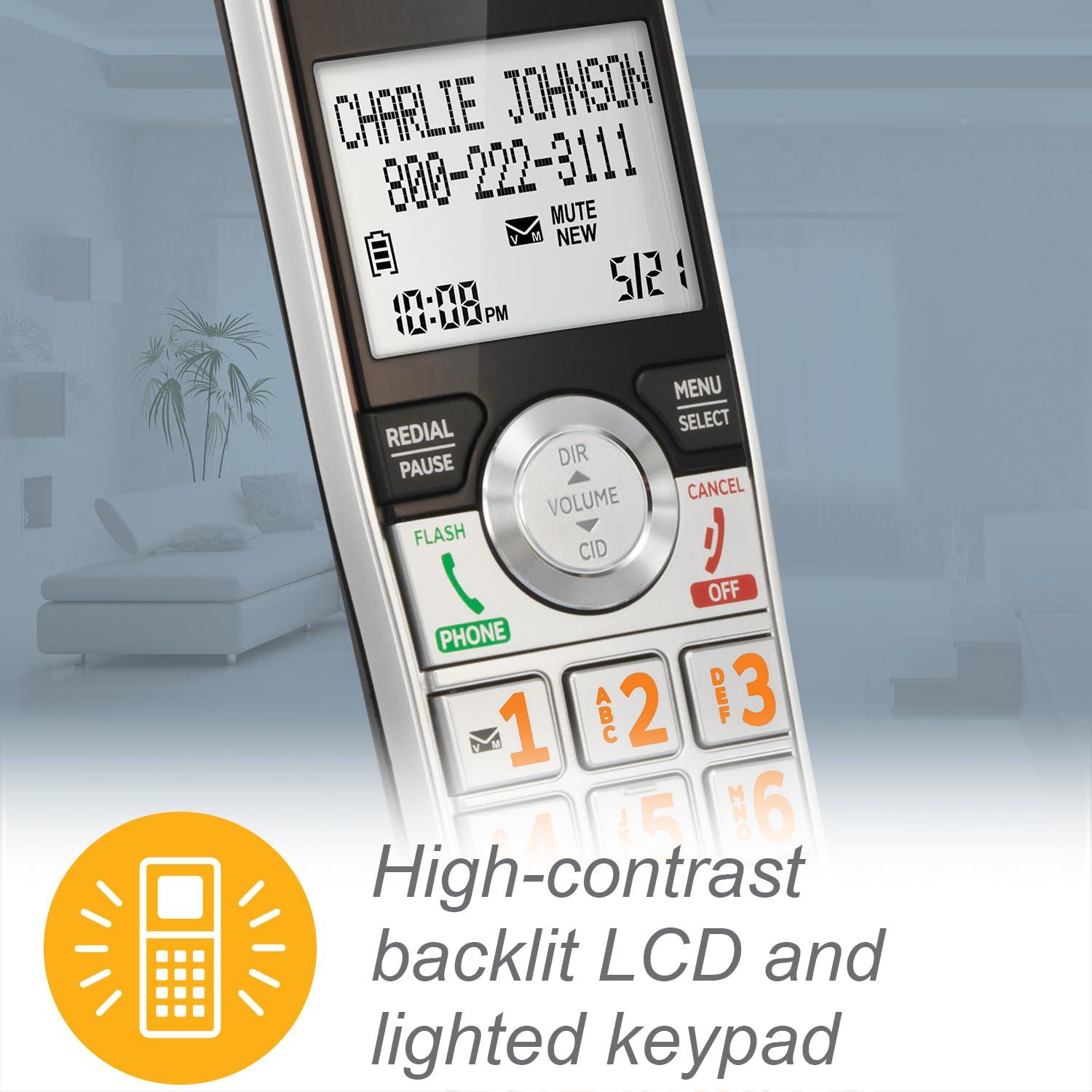 AT&T CL84107 DECT 6.0 Expandable Corded/Cordless Phone with Smart Call Blocker, Black/Silver with 1 Handset - Image 9