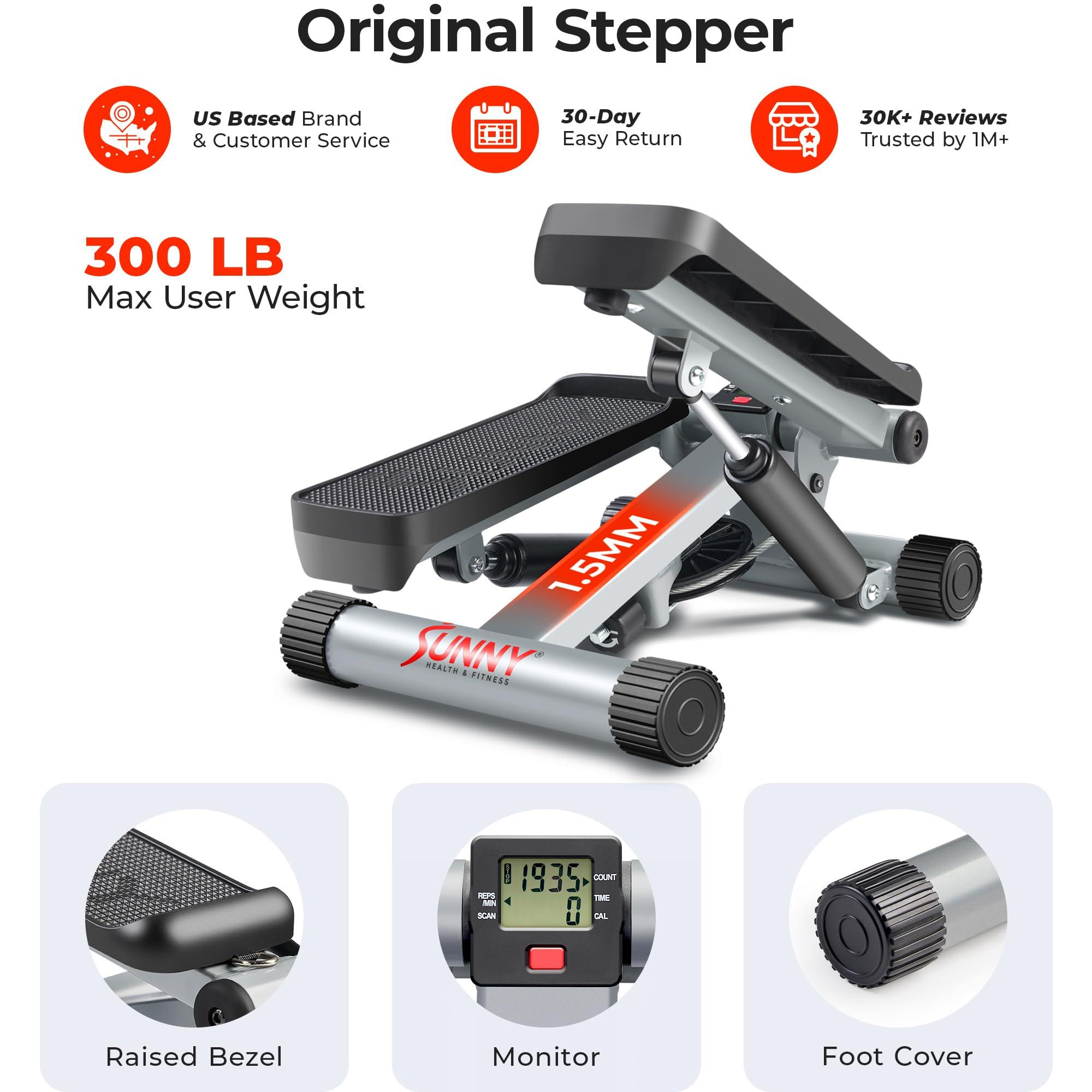 Sunny Health & Fitness Mini Stepper for Exercise at Home, Stair Step Workout Machine with Resistance Band and Over 300lb Weight Capacity, Optional Twist Motion and Free SunnyFit App Connection - Image 2