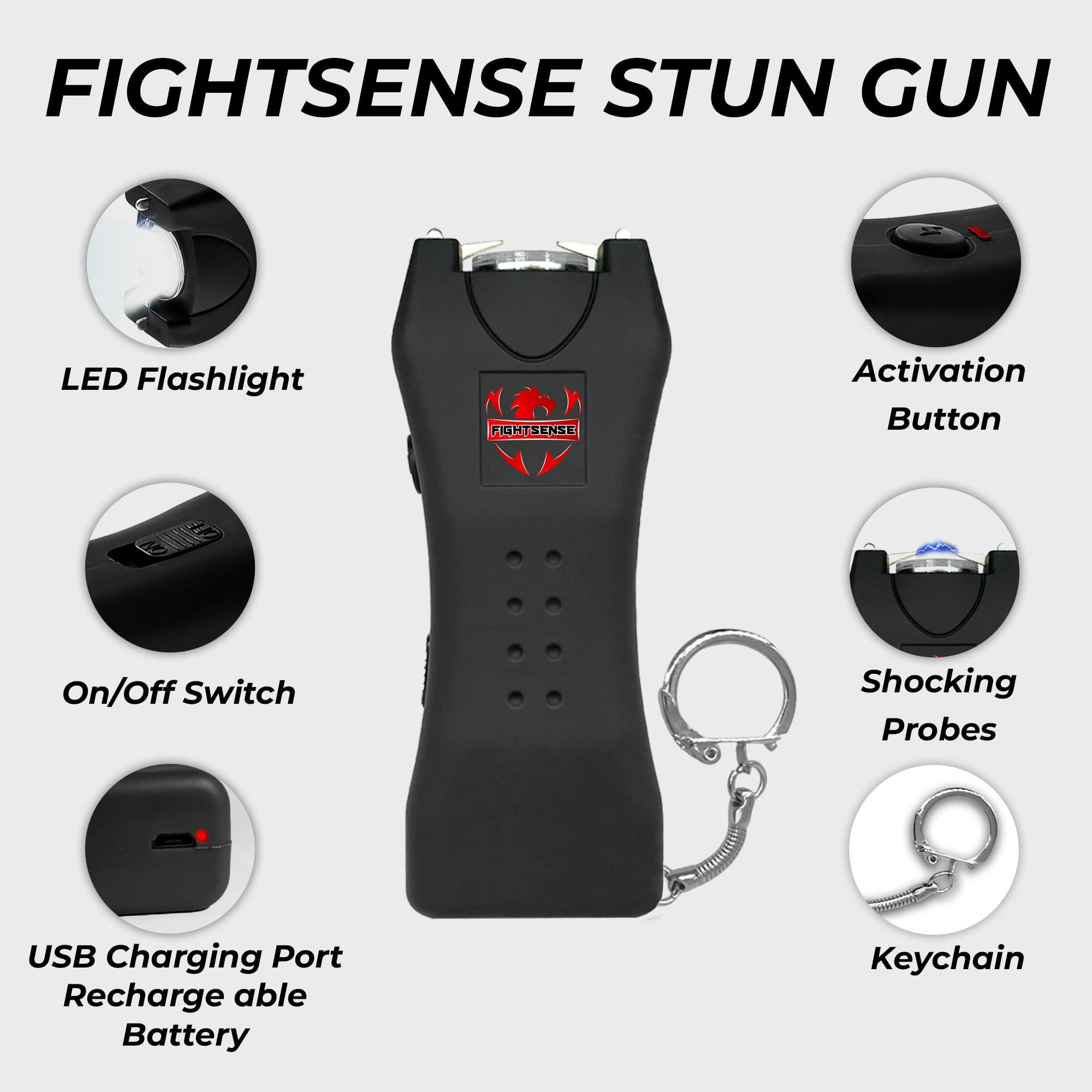 FIGHTSENSE Super Heavy Duty Keychain Stun Gun with Flashlight for Men and Women self Defense Device, Rechargeable Stun Gun, Nylon Holsters - Image 2