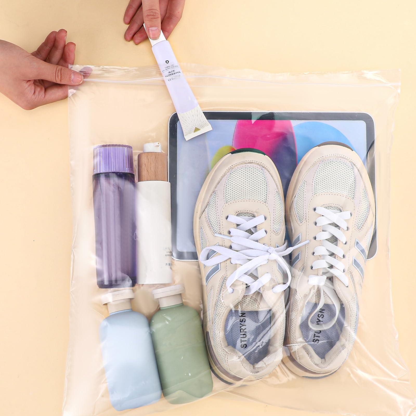 JOUTYFOR 80 Pack 16" x 18" Clear Heavy-Duty Reclosable Zipper Plastic Storage Bags for Clothes, Food, Travel & More - Image 2