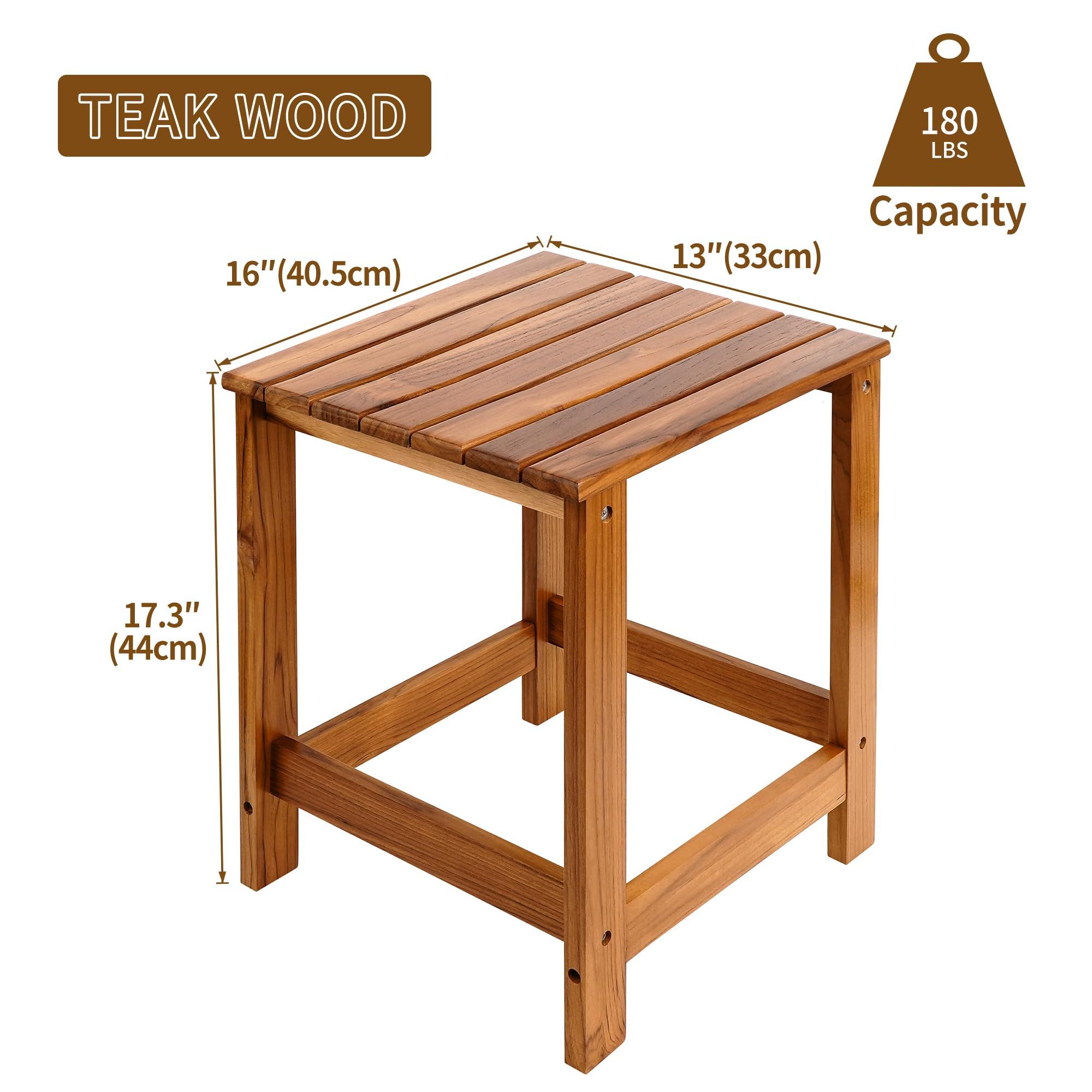 Utoplike Teak Outdoor Side Table for Patio, Pool Coffee Accent Table, Wood End Tables for Garden, Backyard, Bed, Living Room, Couch - Image 3