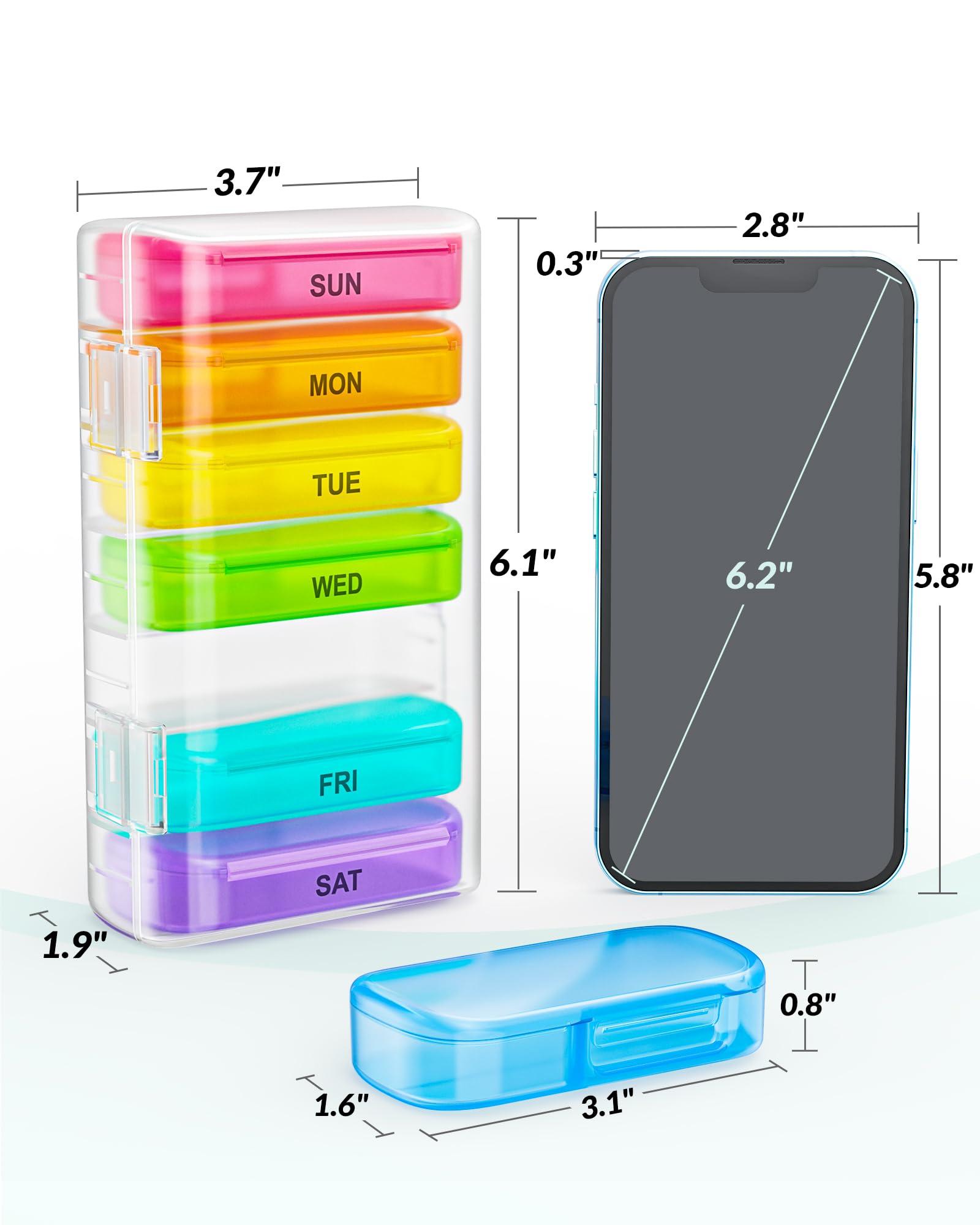 ZIKEE 7 Packs Extra Large Pill Organizer, Portable Pill Box 7 Day for Pocket, Purse, Weekly Pill Case with Dual-Protection Design, Pill Container for Medication, Vitamin, Fish Oil, Supplement - Image 7