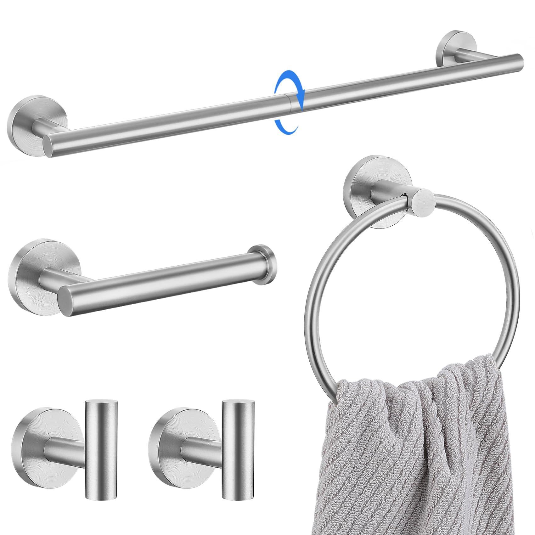 Lairuier Bathroom Hardware Set,Brushed Nickel 5-pieceTowel Bar Set Stainless Steel Wall Mounted Bathroom Hardware Accessories Set