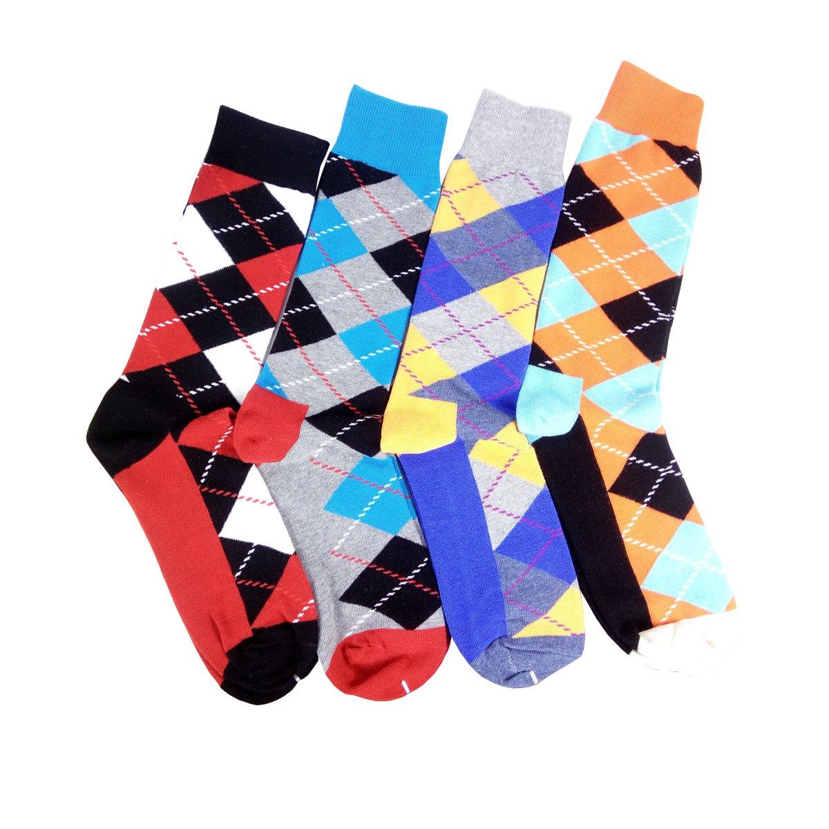 HSELL Funny Mens Colorful Dress Socks Crazy Design Argyle Striped Funky Pattern Cotton Socks for Men Gfits - Image 9