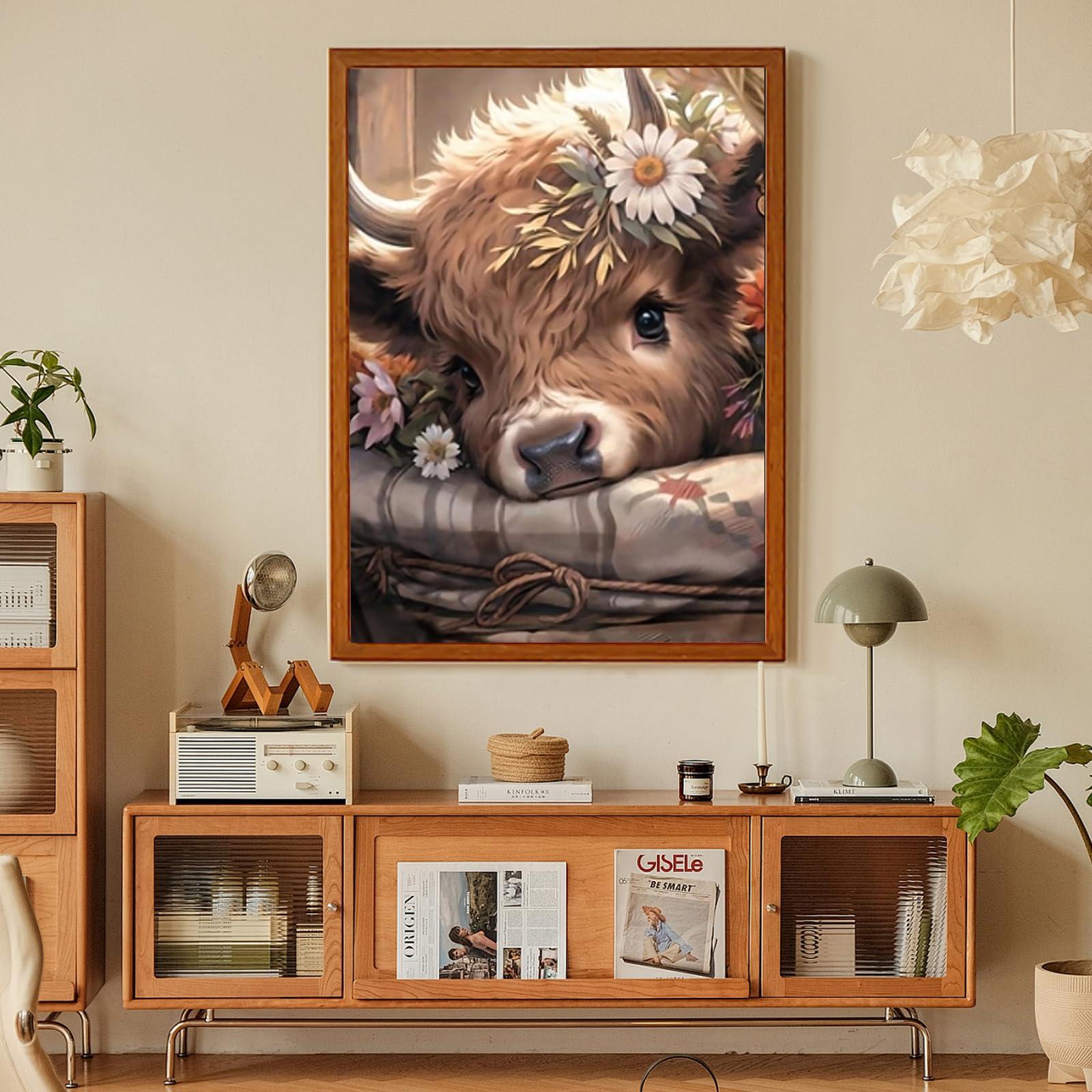 Cow Diamond Art Kits for Adults, Highland Cow Diamond Painting Kits for Adults Beginners, DIY 5D Diamond Painting with Round Gem Art Kits for Gift Home Wall Decor 12x16 Inch - Image 3