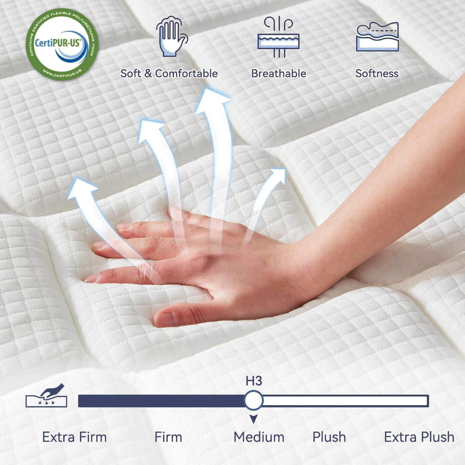 King Mattress, 10 Inch Hybrid Memory Foam Mattress in a Box, Individually Wrapped Pocket Coils Mattress for Isolate Motion ,Pressure Relief, CertiPUR-US Certified, Fiberglass Free & Support Comfort - Image 3