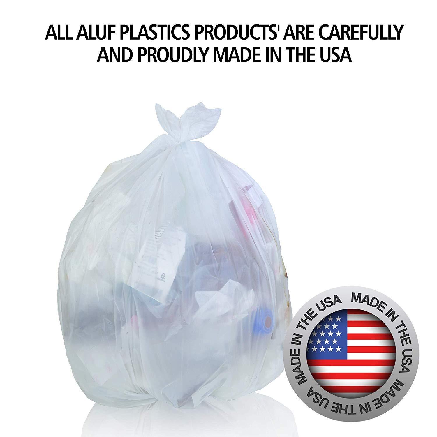 Aluf Plastics High Density Trash Bags, 16 Gallon, 1000 Count, 8 Micron (eq), 24" x 33", Clear, for Bathroom, Office, Industrial, Commercial, Janitorial, Municipal, Recycling - Image 8