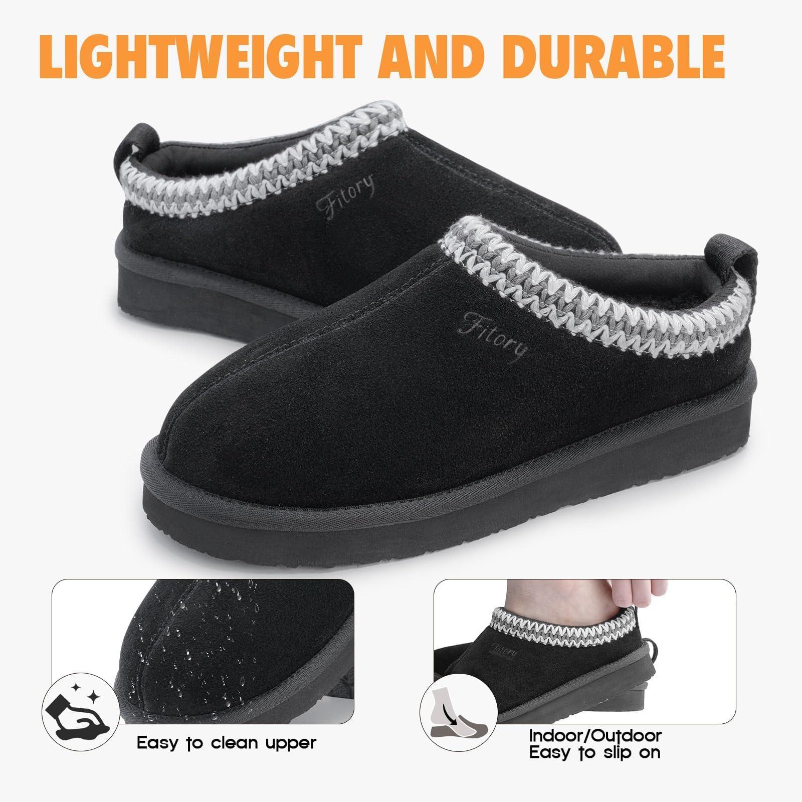 FITORY Women's Suede Slipper | Flat Short Mini Boots with Fur Fleece | Winter Casual Comfort Shoes - Image 3