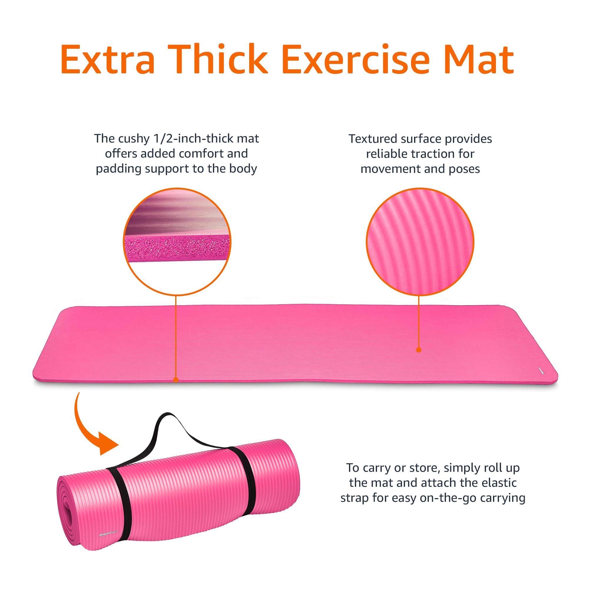 Amazon Basics 1/2 Inch Extra Thick Exercise Yoga Mat with Carrying Strap, Cushioned Support, for Fitness and Gym Workouts - Image 4