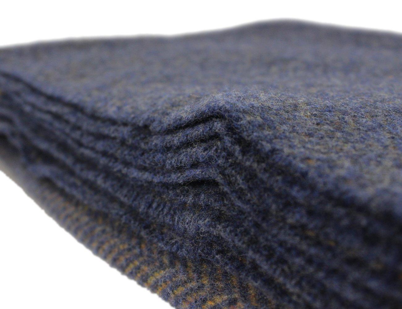 Premium Irish Cashmere & Merino Wool Blend Throw Blanket, 54" x 71 Inches, Soft Warm Feel, Imported from Ireland, Rich Classic Herringbone Pattern, Blue & Gold - Image 6