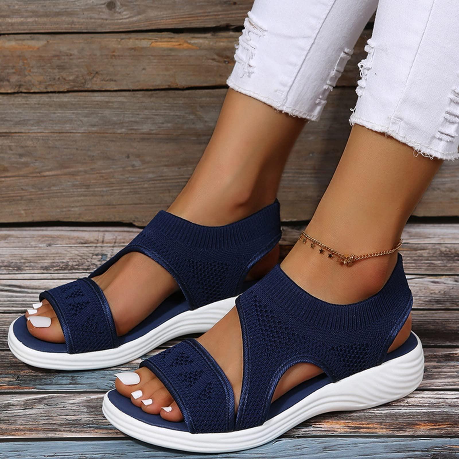 JEUROT Womens Summer Sandals Arch Support Orthotic Comfortable Sandal Low Wedges Non-Slip Casual Open Toe Summer Sport Shoes - Image 6