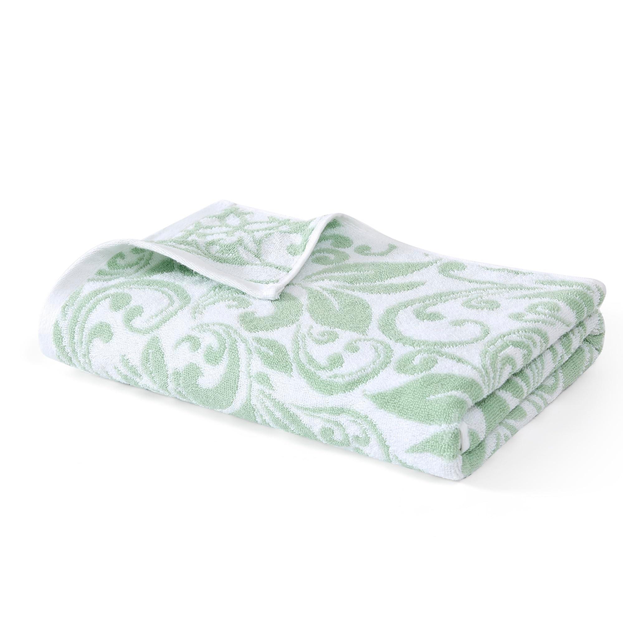 Modern Threads Trefoil Filigree 6-Piece 100% Cotton Towel Set – Reversible Yarn Dyed Jacquard – Includes 2 Bath Towels, 2 Hand Towels, 2 Washcloths – Absorbent, Quick Dry, Soft & Durable – Sage Green - Image 6