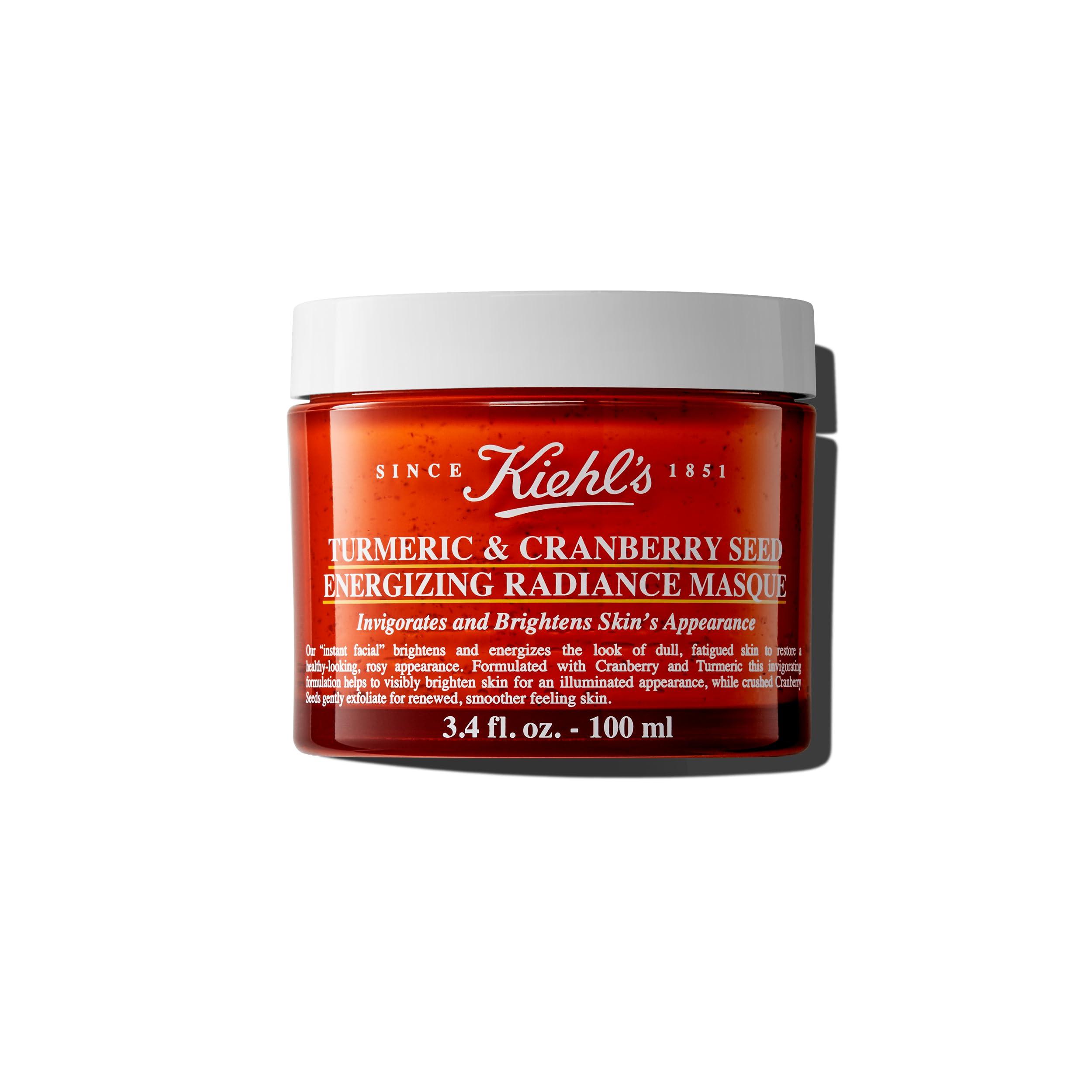 Kiehl's Turmeric & Cranberry Seed Energizing Radiance Face Mask, Brightening Facial Mask, Invigorates Dull Skin, Gently Exfoliates for Smoother Skin, for All Skin Types, Paraben-free, Fragrance-free