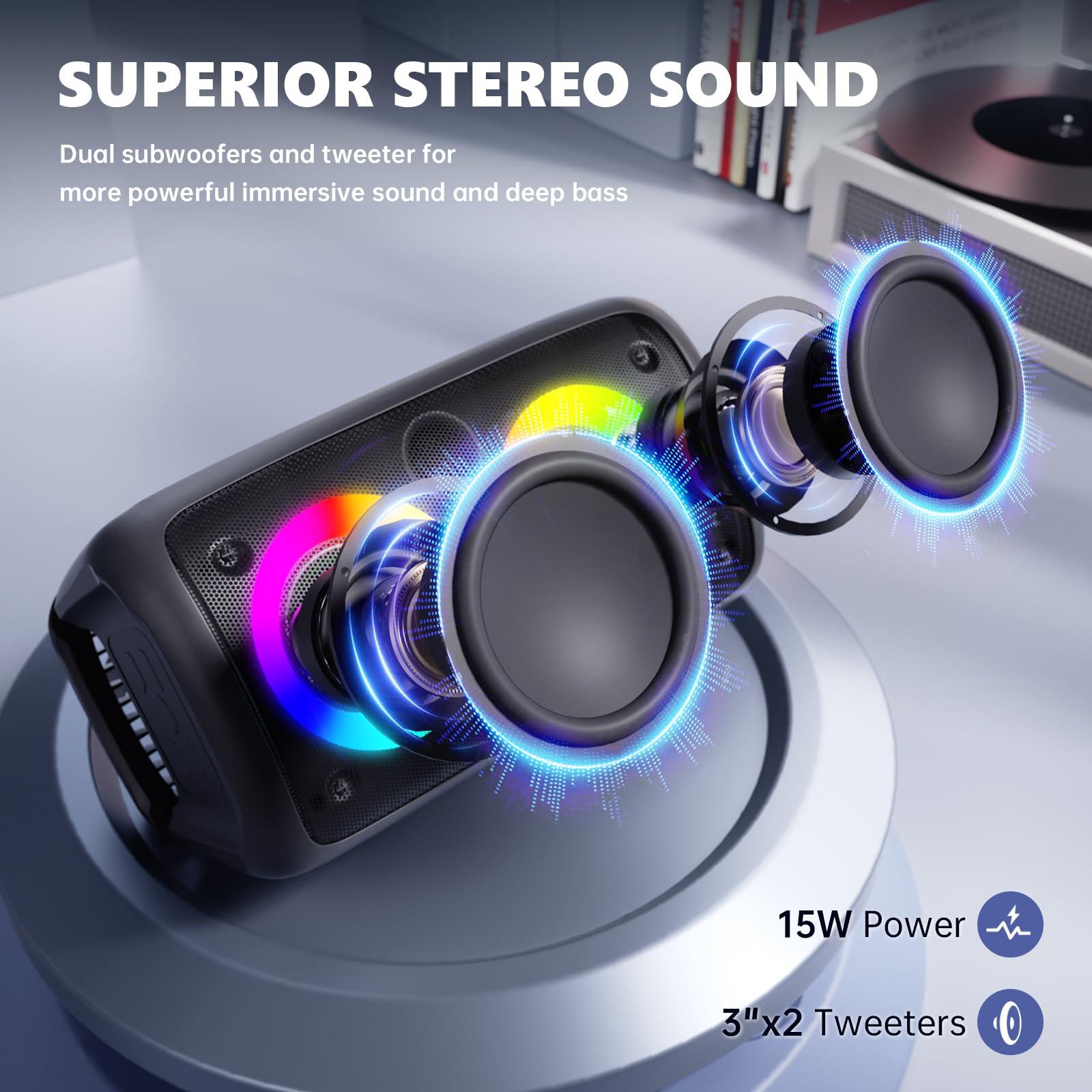 Powered PA Speaker, Bluetooth Loudspeaker, Portable Bluetooth Karaoke Player Machine with 2 Wireless Karaoke Microphones for Adults Kids with Subwoofer, Support TWS/TF/USB/AUX for Home Party Outdoor - Image 2