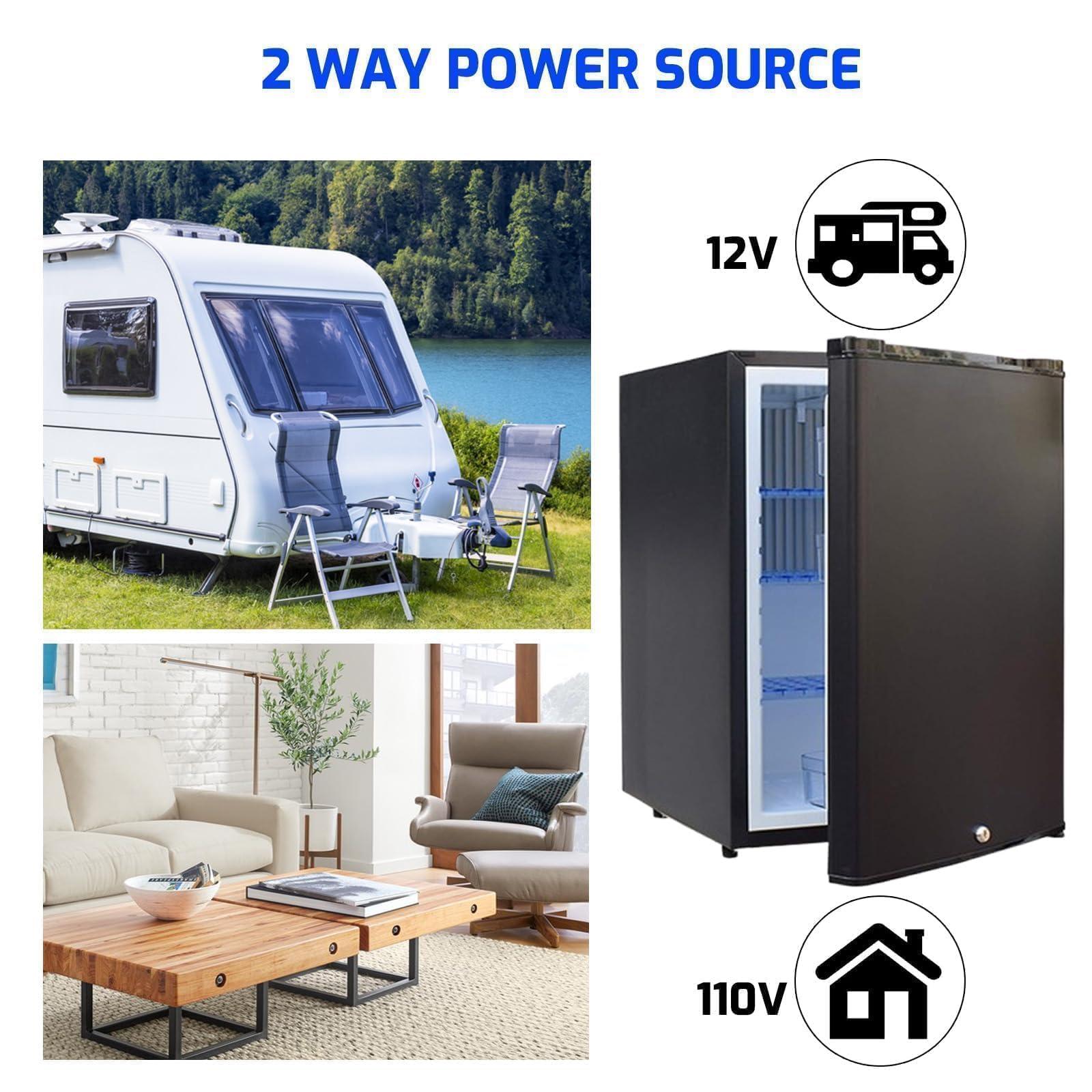 12V RV Refrigerator with Lock, 1.7 Cu.Ft Compact Refrigerator, 12V Mini Fridge Silent Semi Truck Refrigerator, Small Fridge with Reversible Door Compact Refrigerator for RV, Camping, Boat Use - Image 3