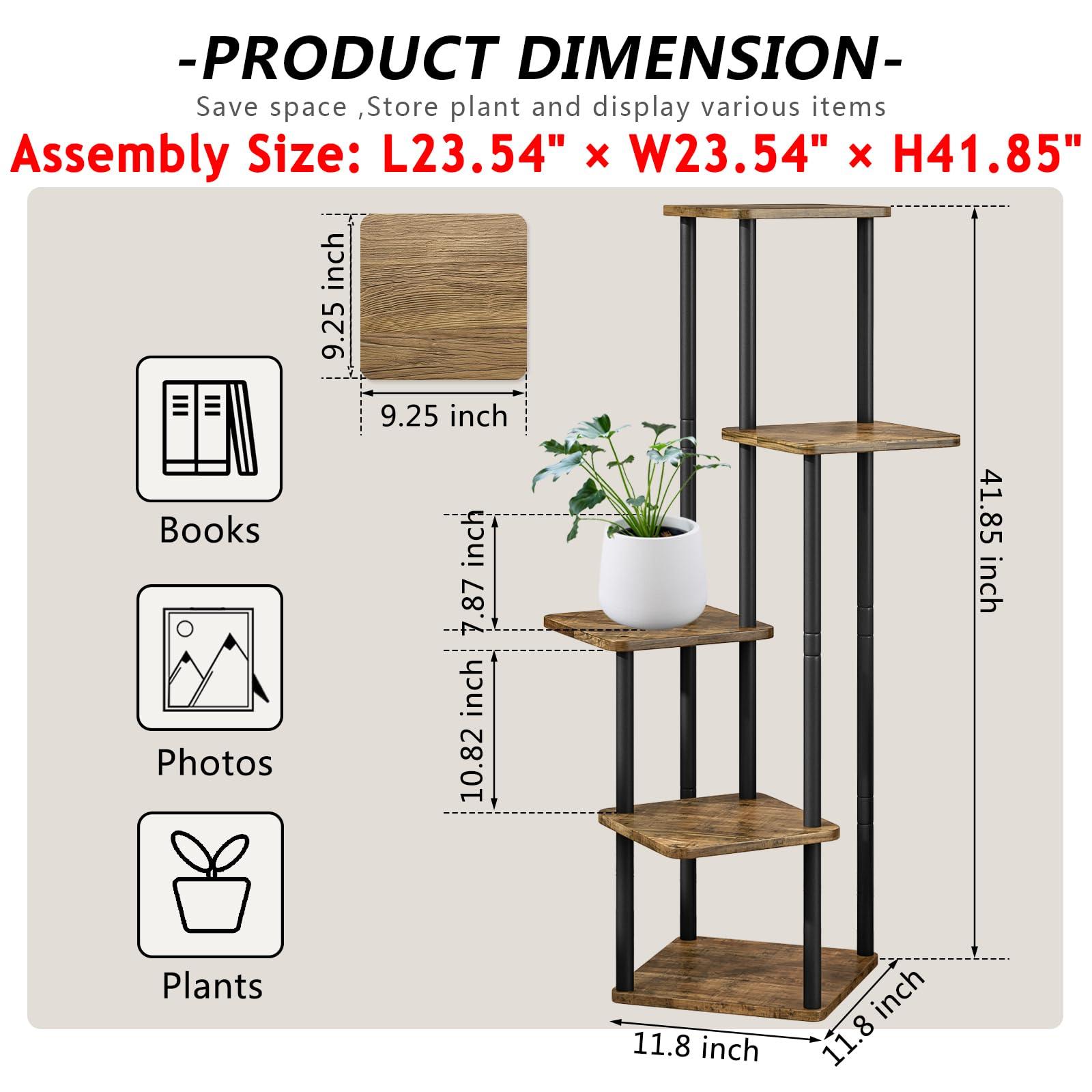 AZERPIAN Plant Stand 5 Tier Indoor Metal Flower Shelf for Multiple Plants Corner Tall Flower Holders for Patio Garden Living Room Balcony Bedroom, Black (5 Tier-Black) - Image 3