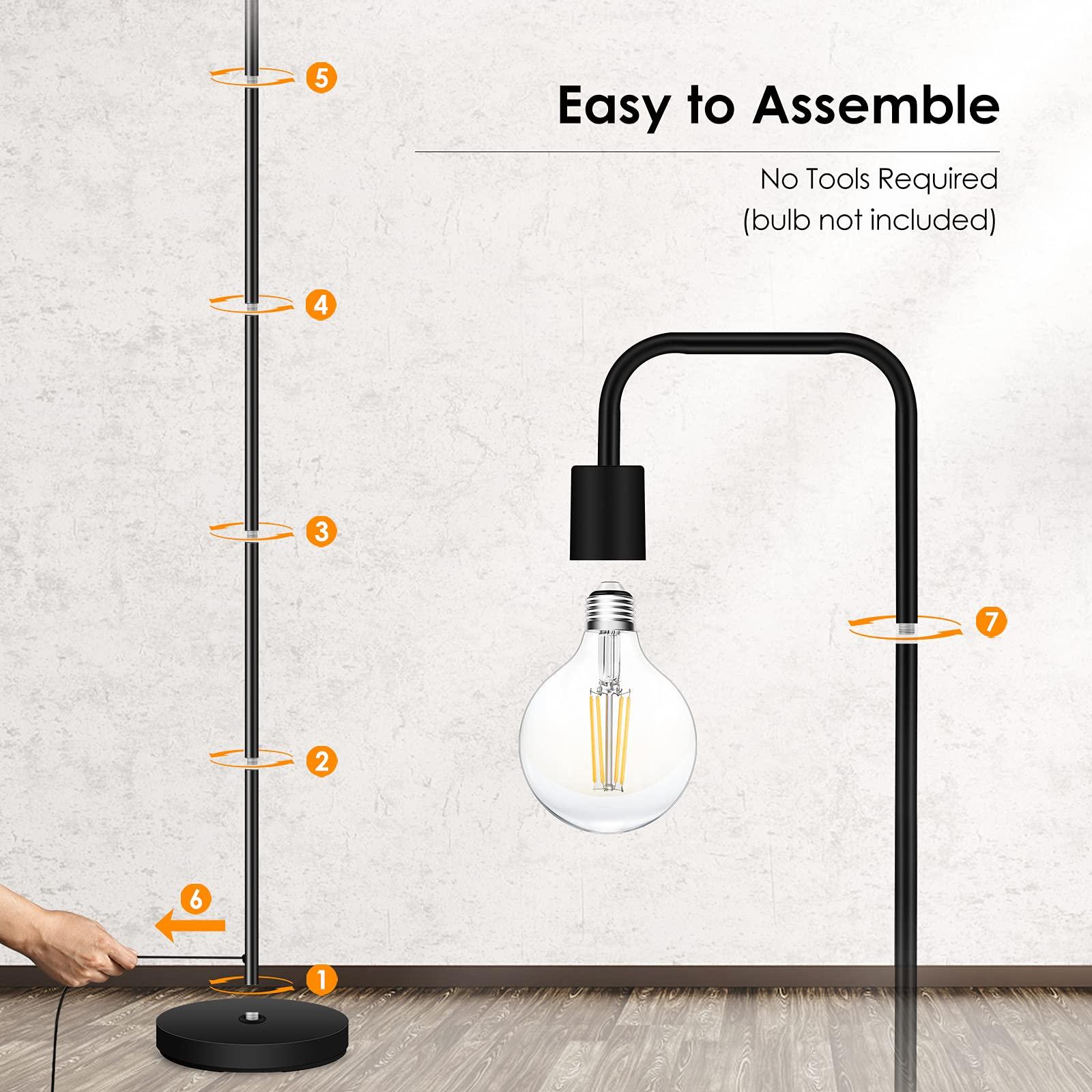 BoostArea Floor Lamp, Industrial Floor Lamp, 63 Inch Standing Lamp, E26 Socket, On/Off Footswitch, Whole Metal, ETL Listed, Modern Small Lamp for Bedroom, Living Room, Minimalist, Vintage, Mid Century - Image 8