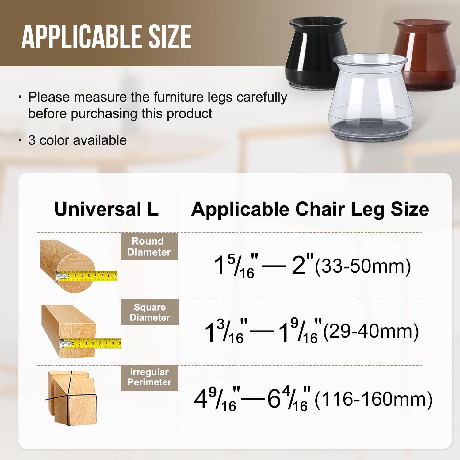 BUMACO 40Pcs Chair Leg Floor Protectors Chair Leg Protectors for Hardwood Floors Silicone Pads Covers to Protect Floors (Universal L Clear Fit 1-5/16"~2") - Image 4
