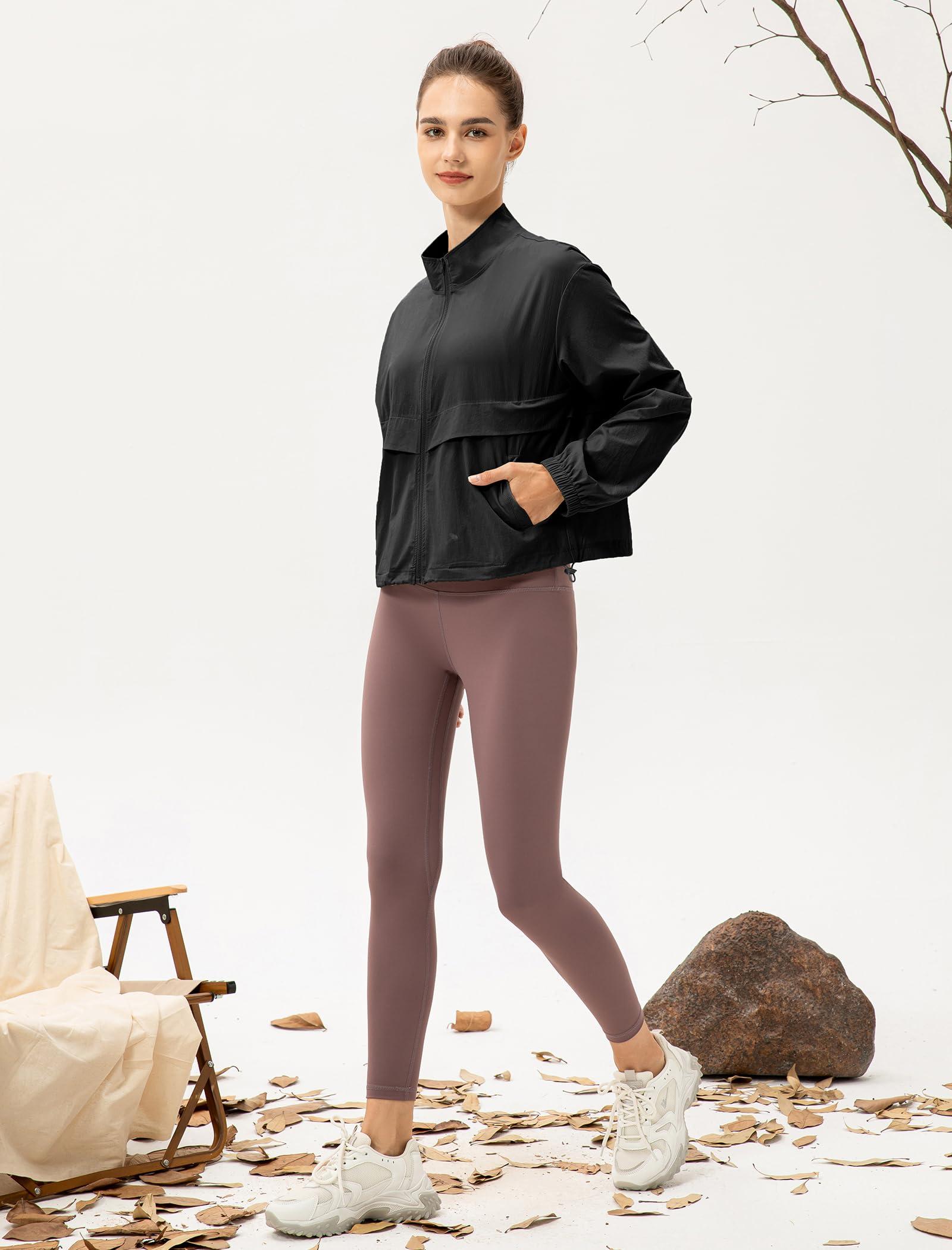 Locachy Women's Lightweight Zip Up Athletic Jacket Stand Collar Windproof Sun Protection Workout Outdoor Jacket - Image 6