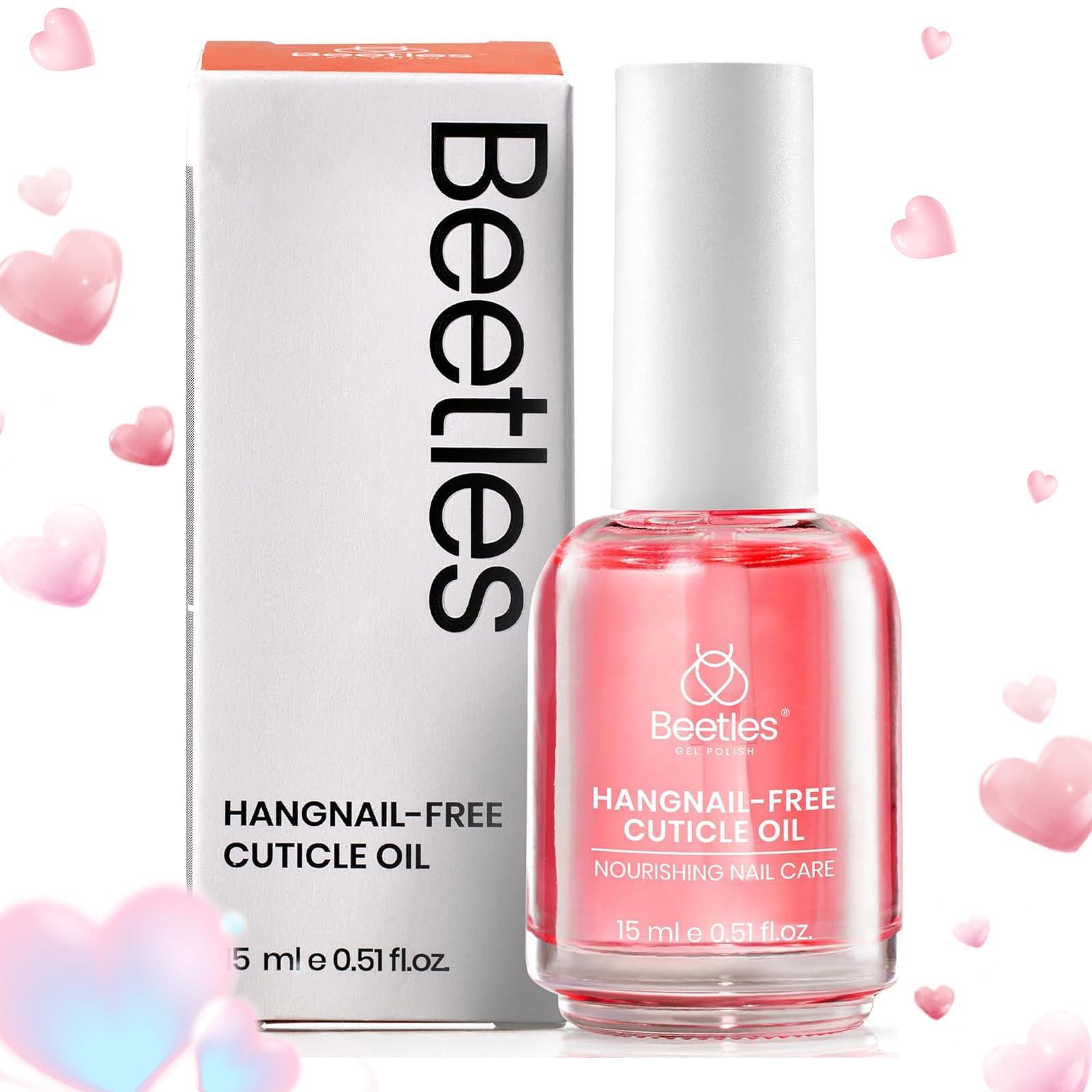 Beetles Cuticle Oil for Nail & Cuticle Care, 15ml Natural Rose Smell Oil with Vitamin E Nourish Condition Dry Stronger Nails SPA & Hand Manicure DIY Salon Needs Gifts for Her Women