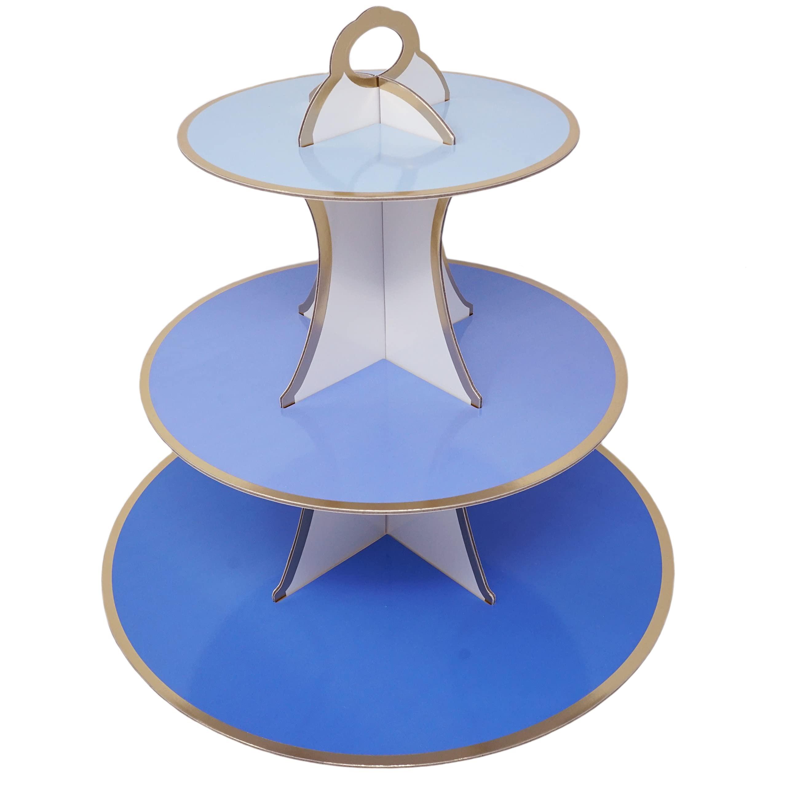 3-Tier Dessert & Cupcake Decorative Serving Tray Stand for Birthdays and All Themed Parties & Events, 2 Serving Towers Per Pack (Blue Ombre) - Image 8