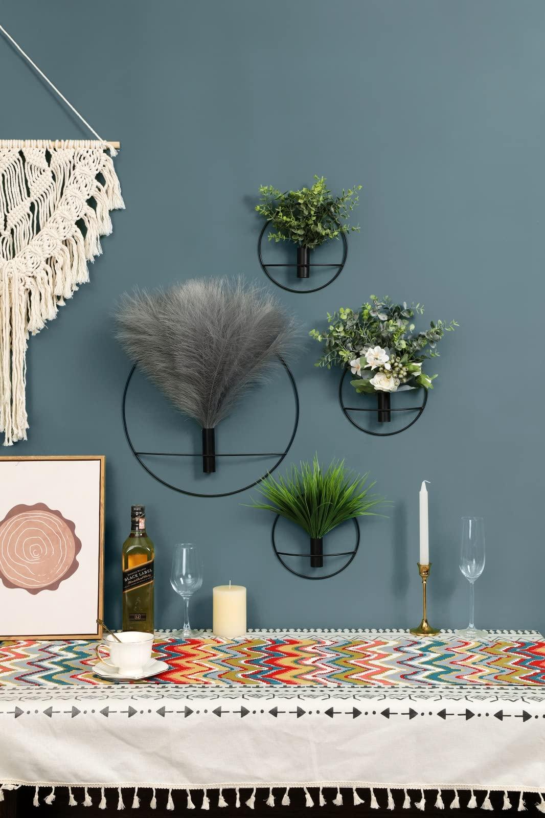 Pretty Jolly Boho Wall Decor, Wall-Mounted Metal Art, Hanging Artificial Pampas Display, Living Room, Bedroom, Bathroom, Diningroom, Fake Faux Plant 2 Pack Black Brown - Image 7