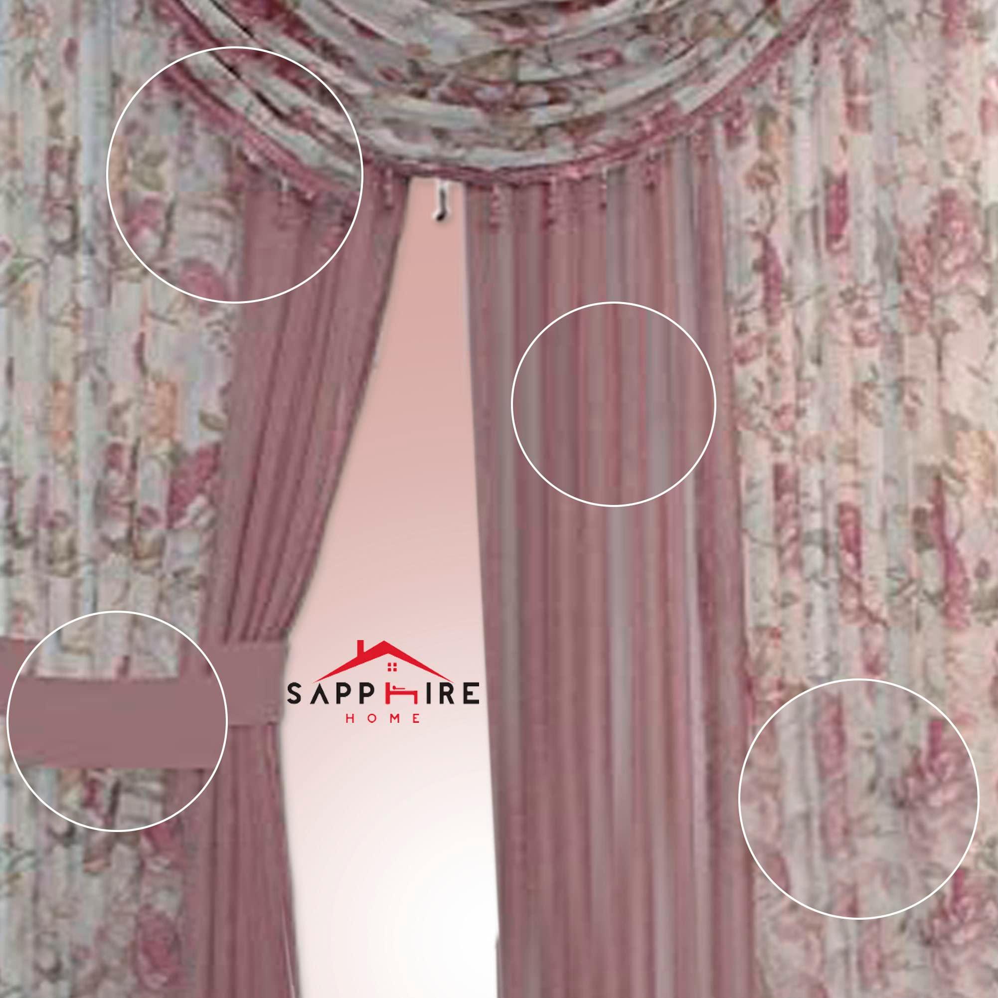 Sapphire Home Sheer Curtains - Two Tone 4 Panels Set w/Valance & Tiebacks, 55"x84", Lightweight Light-Filtering Window Curtain for Living Room, Bedroom, Kitchen, Dining Room - Floral Rose/Brown - Image 4
