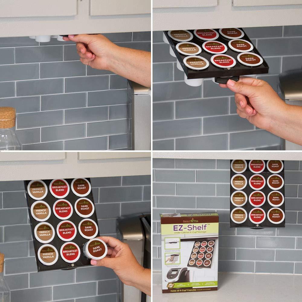 PERFECT POD EZ-Shelf Under Shelf Storage for K Cups, Space-Saving Under Counter Cabinet Coffee Pod Holder, 10.5" x 7.25" x 2", Holds 12 Cups - Image 5