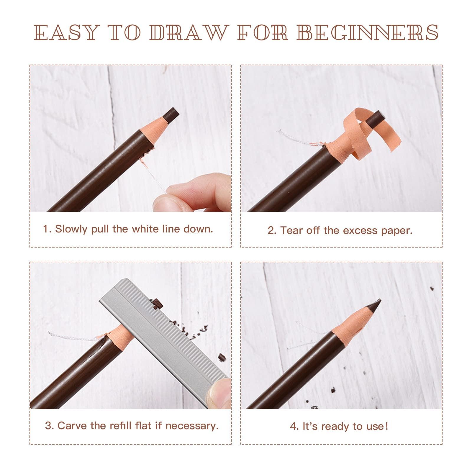LSxia Waterproof Eye-Brow Pen-cil Set, Pull Cord Peel-off Eyebrow Pencil Microblading Eyebrow Pen Supplies Kit, White Eye-Liner Pencil and Eyebrow Tool Tattoo Makeup (6+1 Brown+Dark Brown+Light Brown) - Image 7