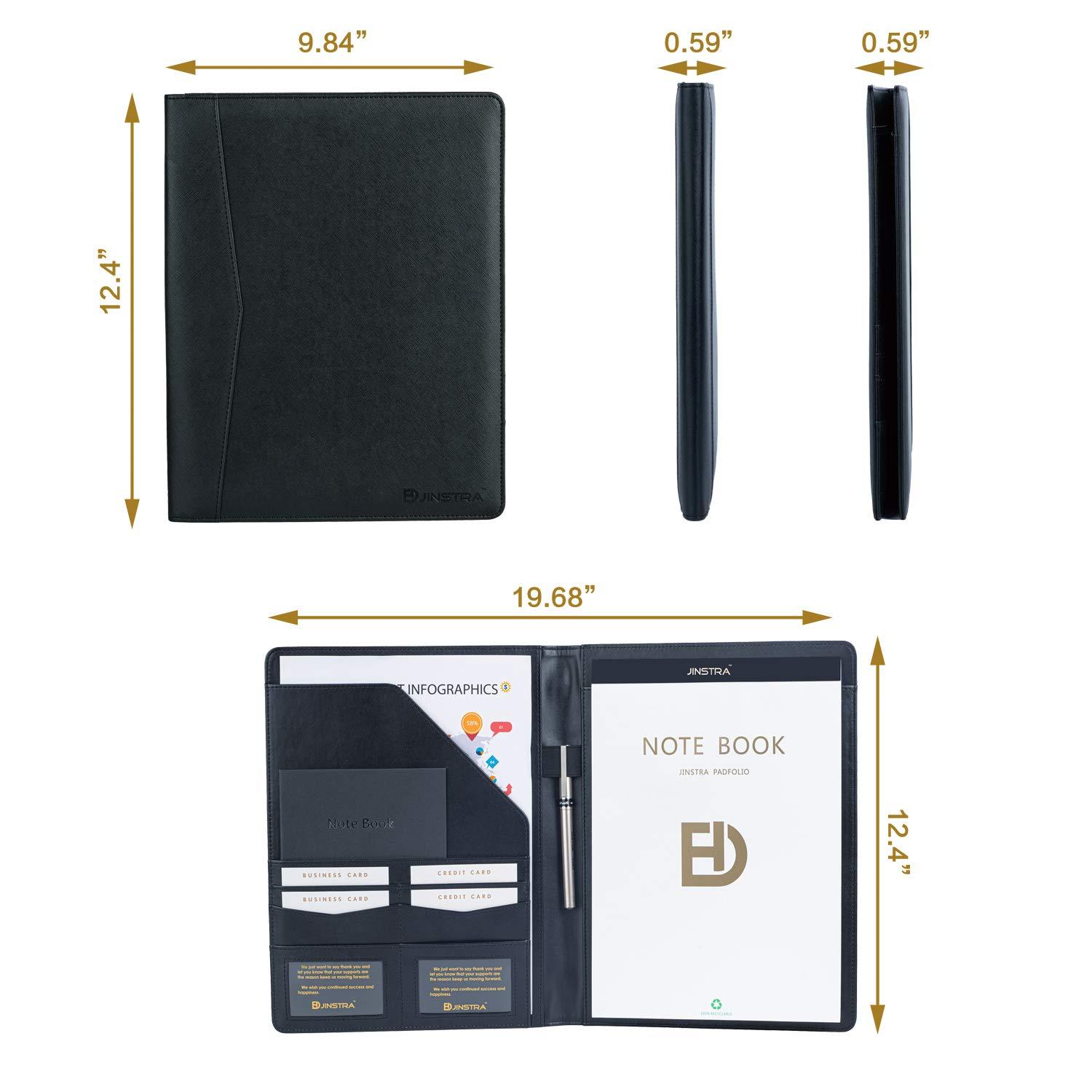Padfolio Portfolio Leather Folder by Jinstra Professional Business PU Leather Notepad Holder for Resumes, Interview Writing Pad Folders, Legal Pad Portfolios with 20 Pages Notebook for Women/Men - Image 3