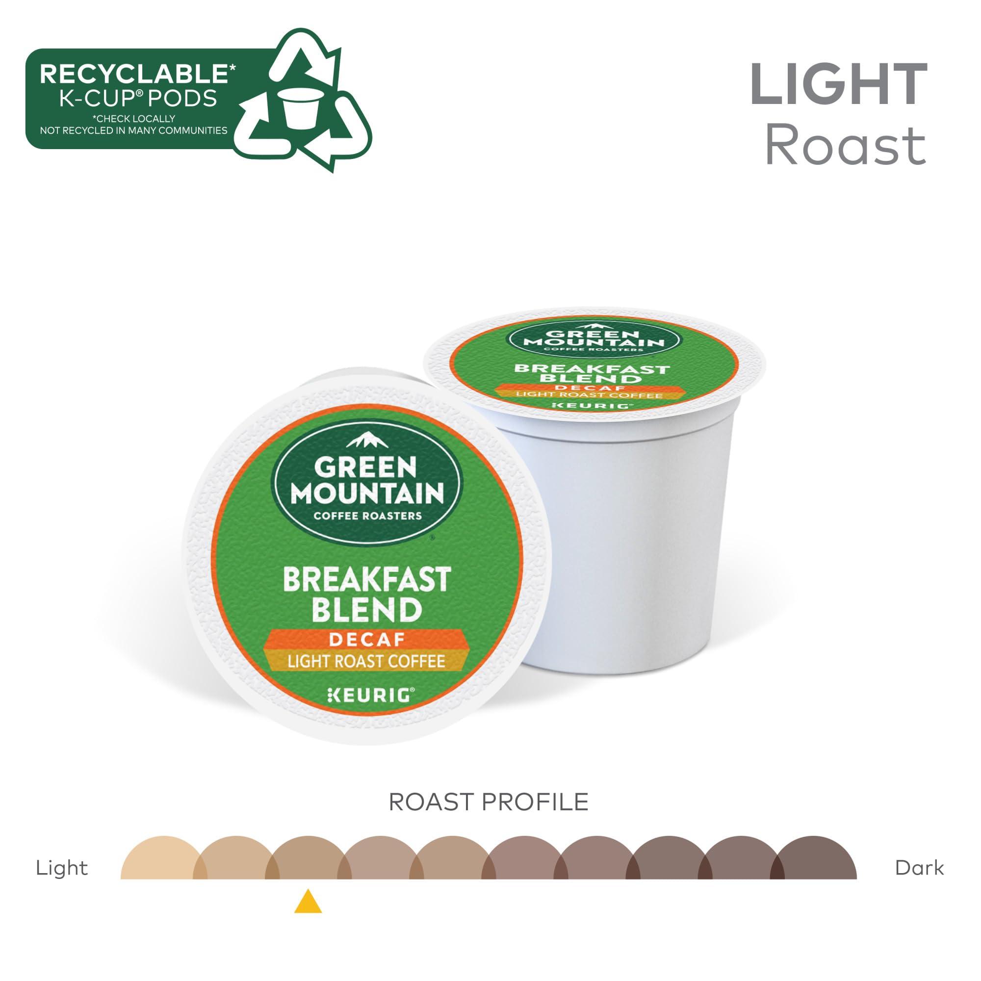 Green Mountain Coffee Roasters Breakfast Blend Decaf, Keurig Single Serve K-Cup Pods, Light Roast Coffee, 60 Count, (6 Packs of 10) - Image 4