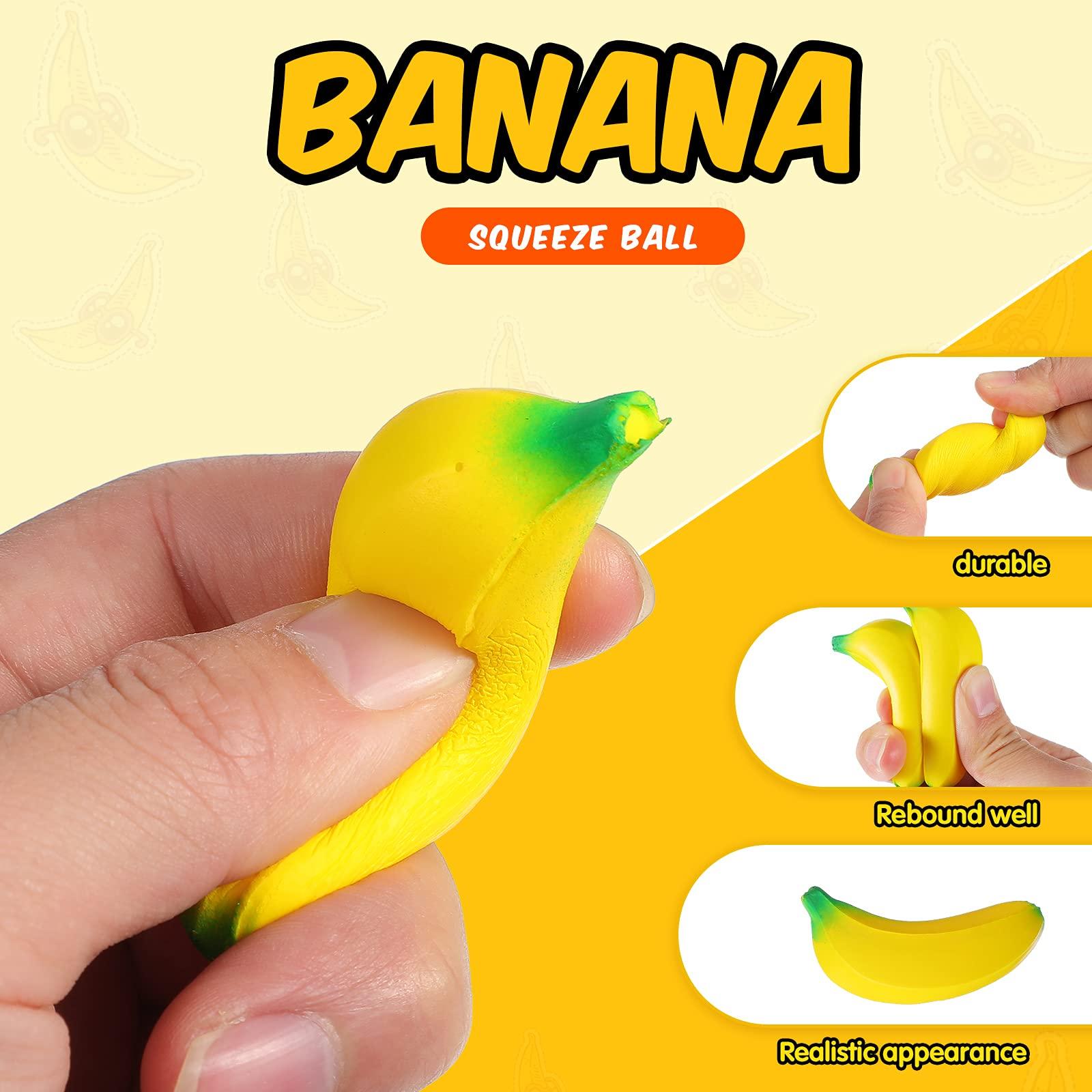 Jerify 100 Pcs Banana Stress Toys Stretchy Banana Fidget Toys Realistic Stretchy Pu Foam Party Favors for Teens and Adults(2.36 Inches) - Image 5