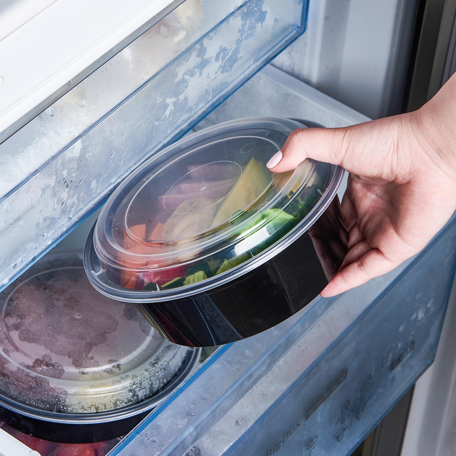 Jaluxing 32 oz 50 ct Round Meal Prep Containers with Lids Plastic Food Storage Lunch Plan To Go Box Disposable Take Out Bowls BPA Free Durable Stackable Microwave Freezer Safe (Formerly FULING) - Image 2