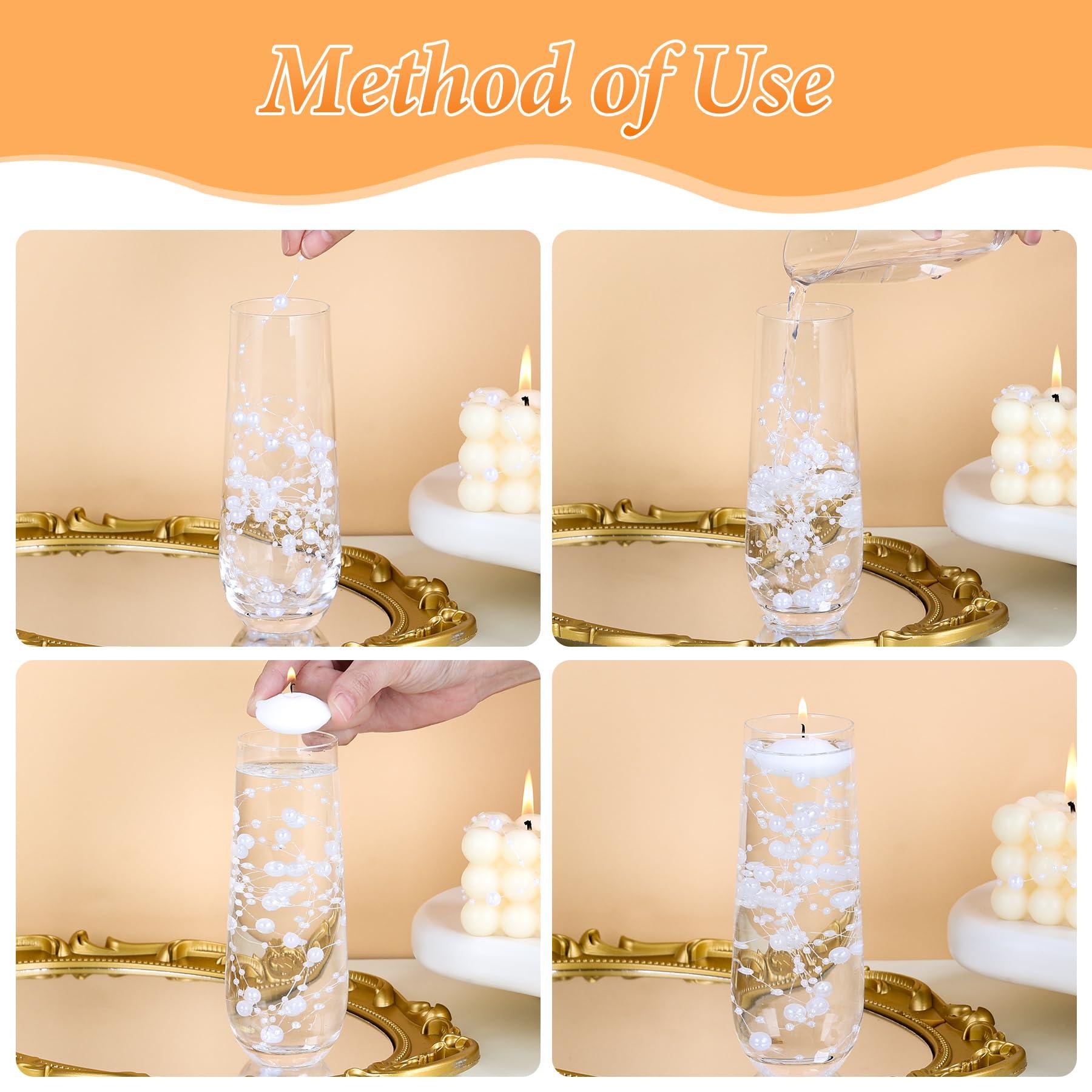 40 Pcs Artificial Floating Beads Pearls String, Bright Gold and Silver 8+3mm Faux Pearl Bead Strings for Centerpieces Vases Filler, Wedding Crafts Party Home Table Decor - Image 4