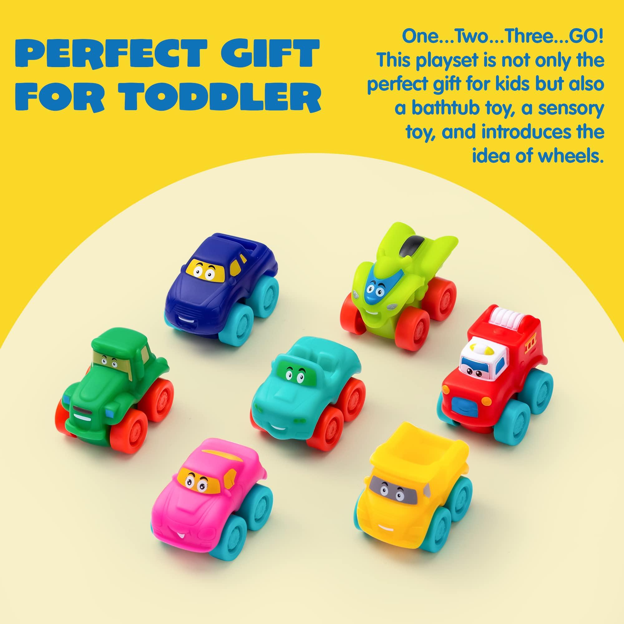 JOYIN Cartoon Cars, Soft Rubber Toy Car Set, Mini Vehicles, Bath Toy Car for Toddlers, Gift for Boys and Girls Easter Basket Stuffers, Summer Beach and Pool Activity, Party Favors for Kids - Image 6