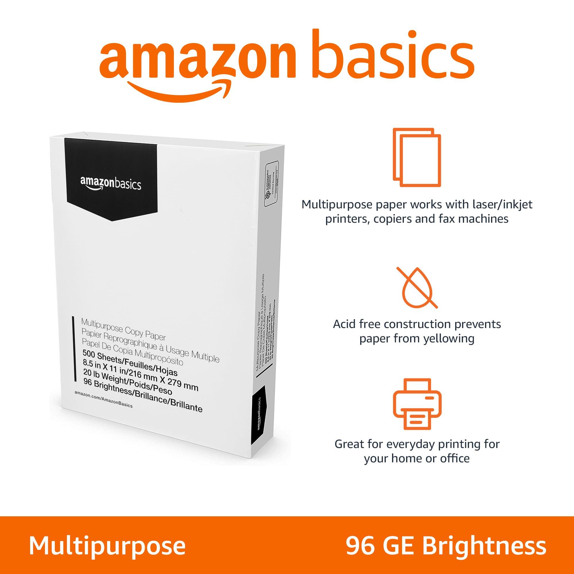 Amazon Basics Multipurpose Copy Printer Paper, 20 Pound, White, 96 Brightness, 8.5 x 11 Inch, 1 Ream , 500 Sheets Total - Image 2