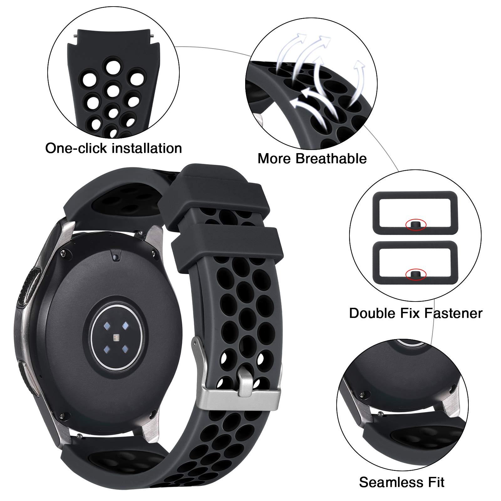 Lerobo 22mm Watch Band Compatible with Samsung Galaxy Watch 46mm/Galaxy watch 3 45mm/Gear S3 Classic/Frontier,22mm Soft Silicone Breathable Watch Strap Wristband for Women Men,(Anthracite Black) - Image 2