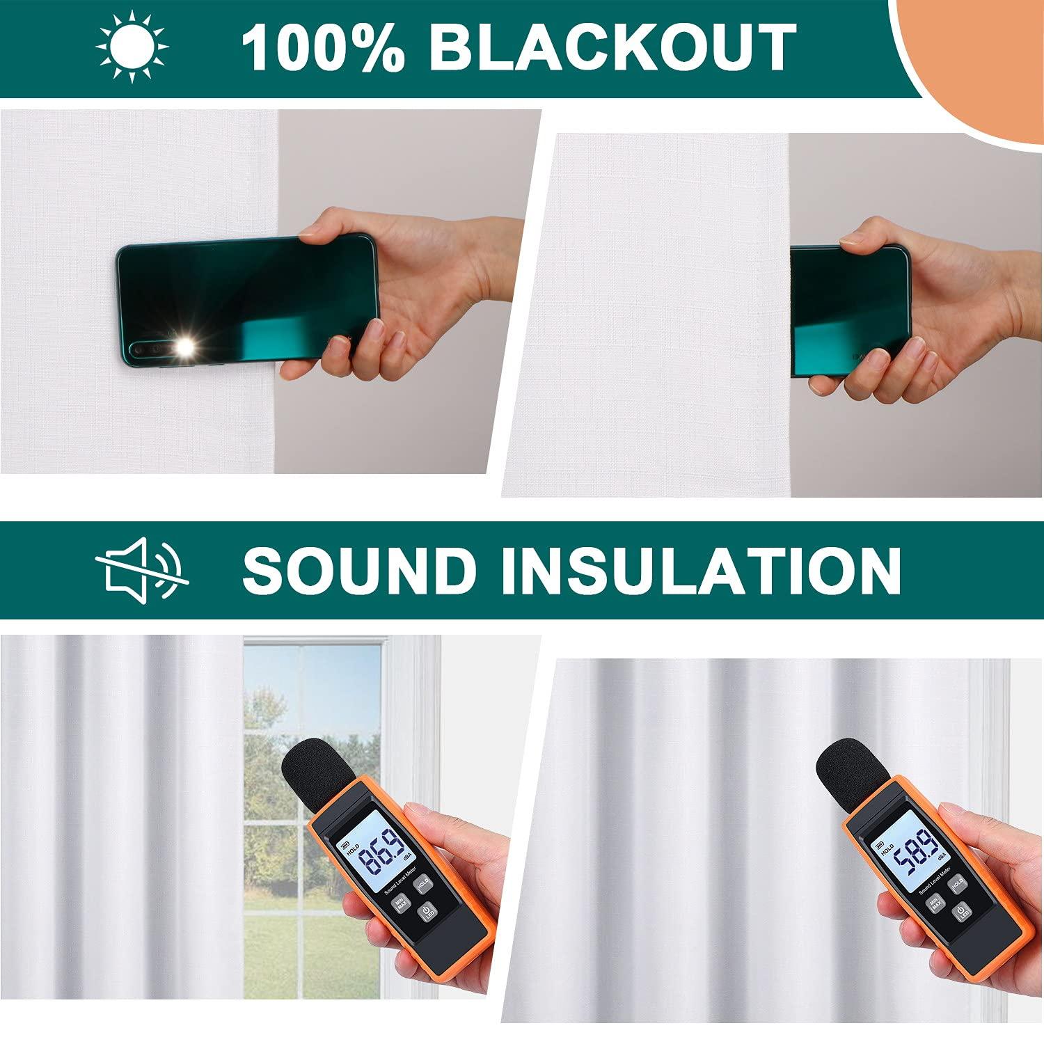 Diraysid 100% Blackout White Curtains Linen Curtains for Bedroom Grommet Thermal Insulated Room Darkening Drapes (2 Panels, W52 x L84 Inch) - Image 6