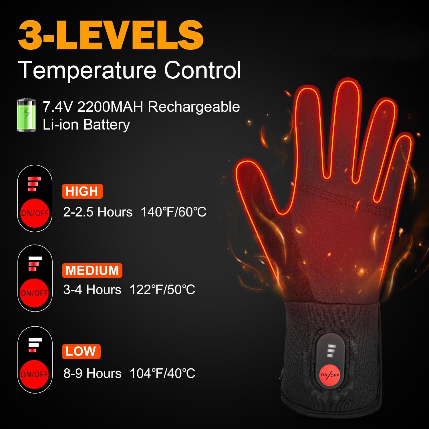 Heated Glove Liners for Men Women,Rechargeable Electric Battery Heating Riding Ski Snowboarding Hiking Cycling Hunting Thin Gloves Hand Warmer - Image 2