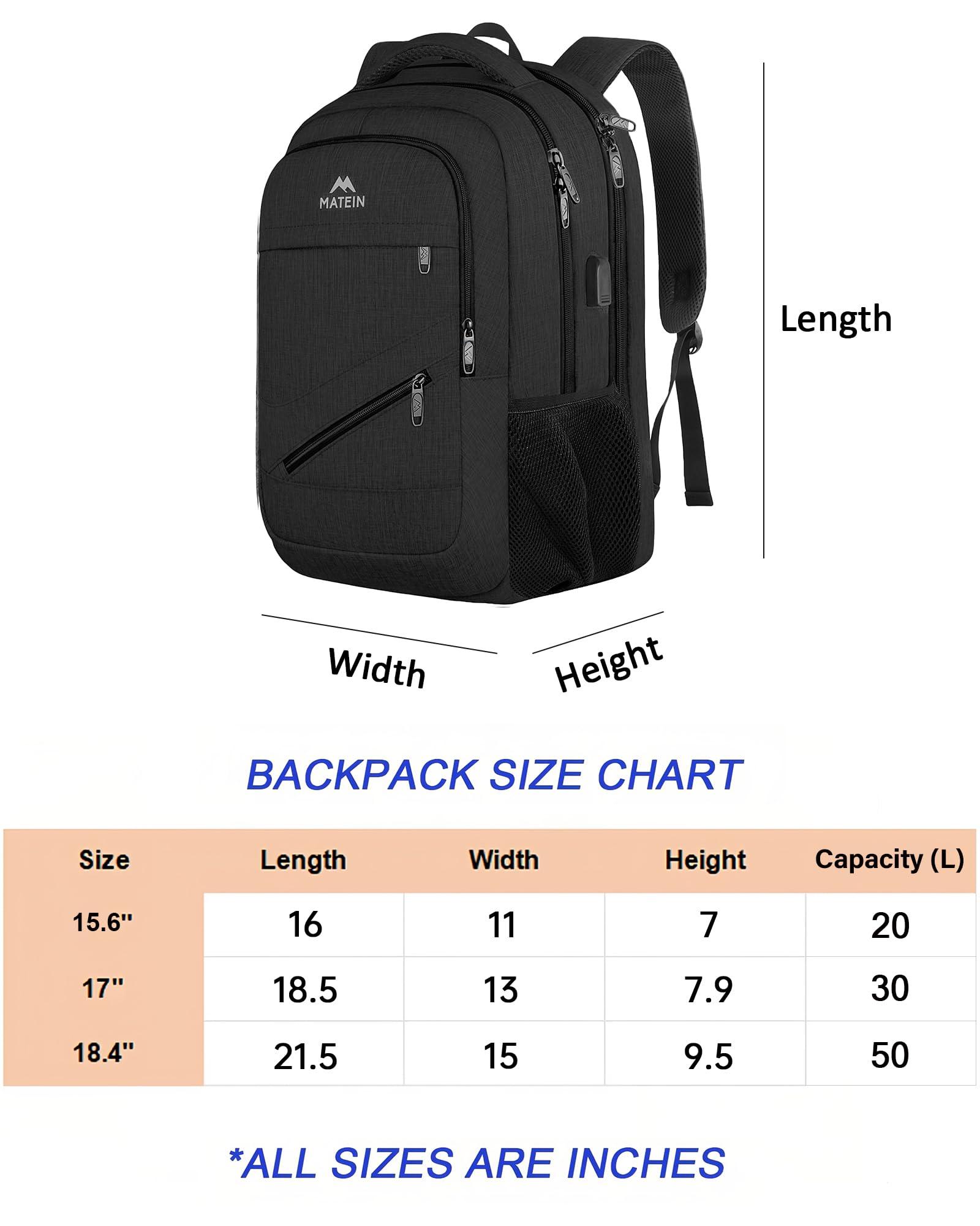 MATEIN School Laptop Backpack, Large TSA Friendly College Computer Bookbag with Laptop Compartment Fits 17 Inch Notebook, Water Resistant Work Travel Backpack, Graduation Gifts for Men Women - Image 6