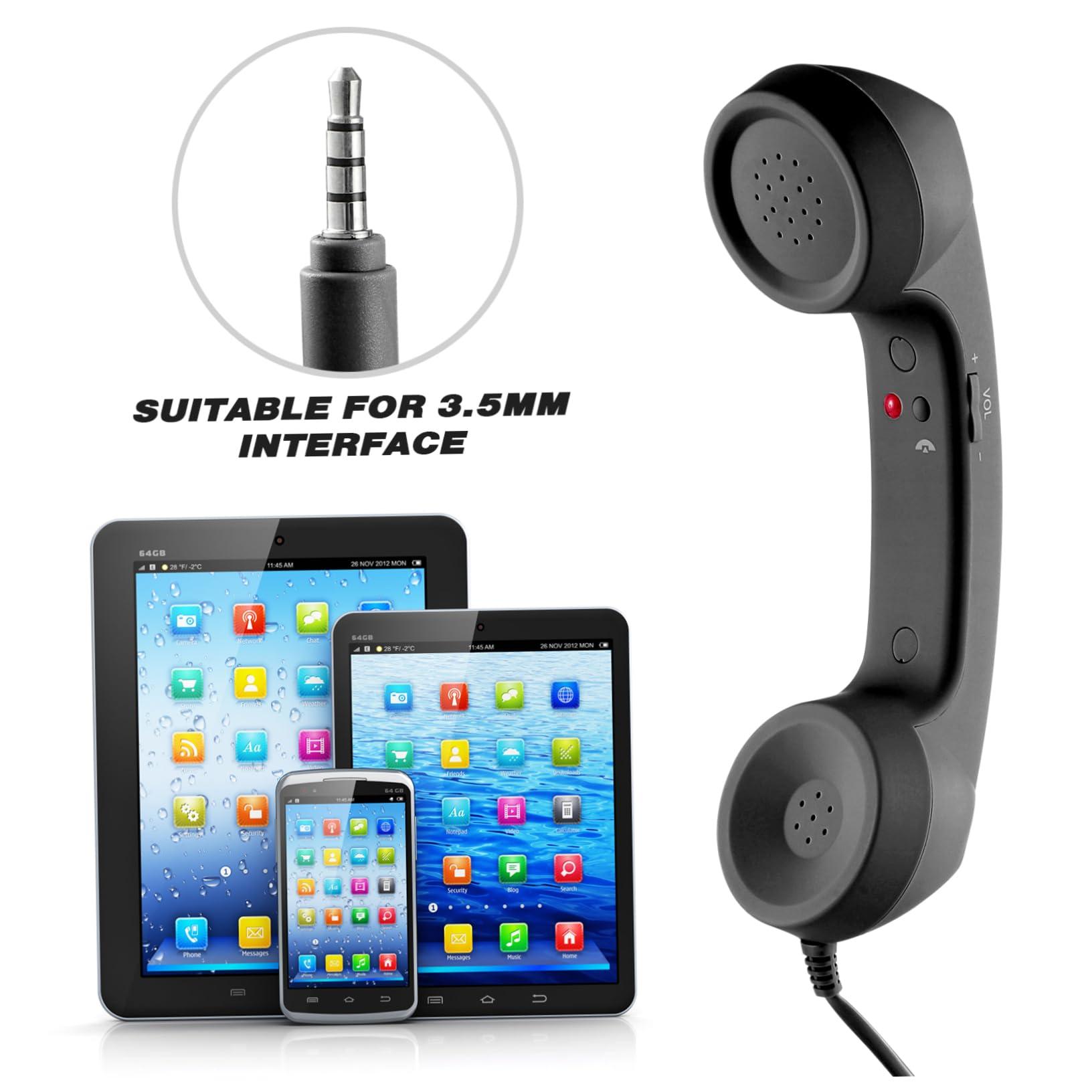 UKCOCO Universal Retro Telephone Handset- 3. 5MM Headset Externally Wired Microphone, Handheld Handset Receiver for Most All, Black - Image 9