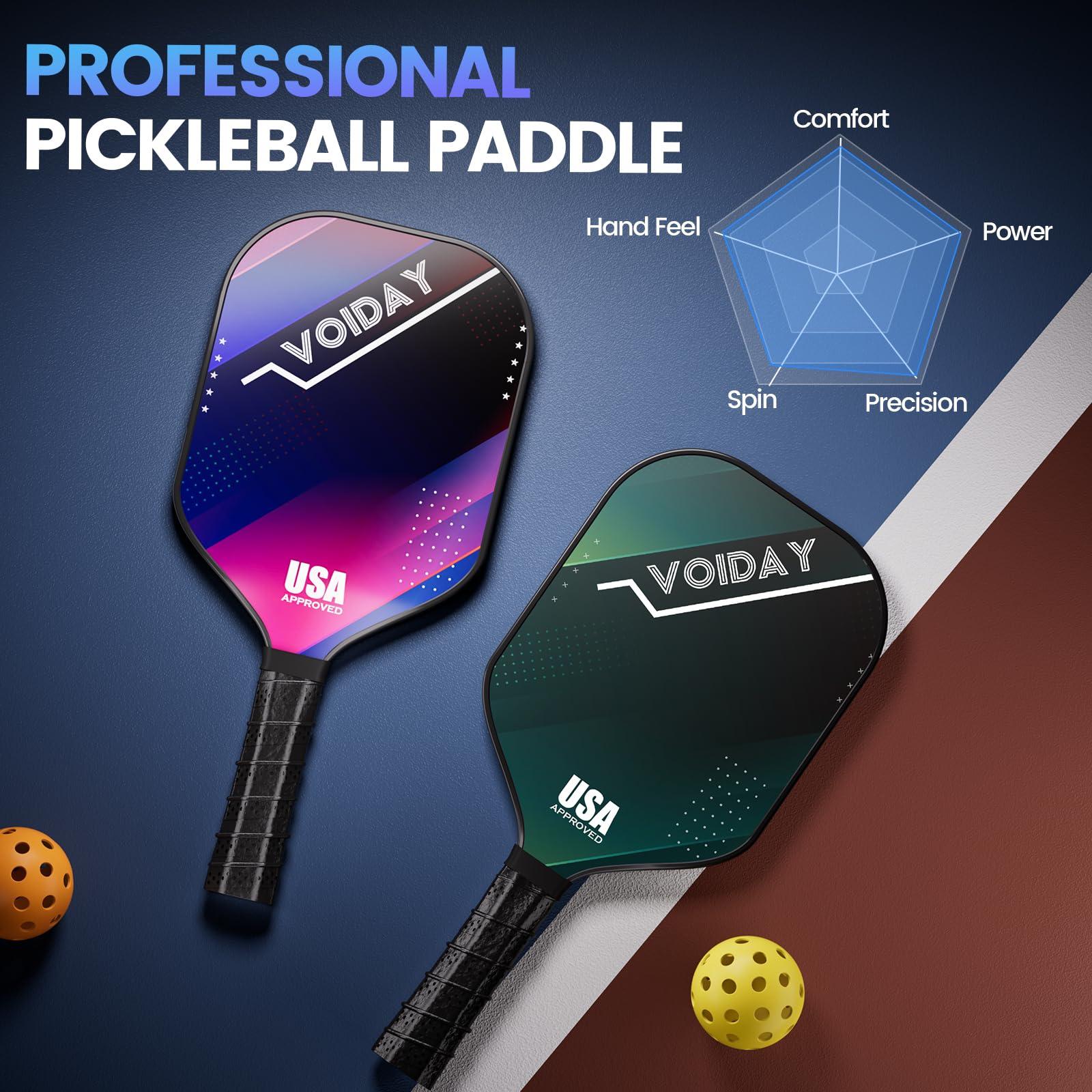 Pickleball Paddles Set of 2, USAPA Approved Fiberglass Pickle Ball Paddles with 4 Pickle Balls, Durable &Lightweight Racket for Beginners, Pros, Men, Women, Adults, Kids - Image 2