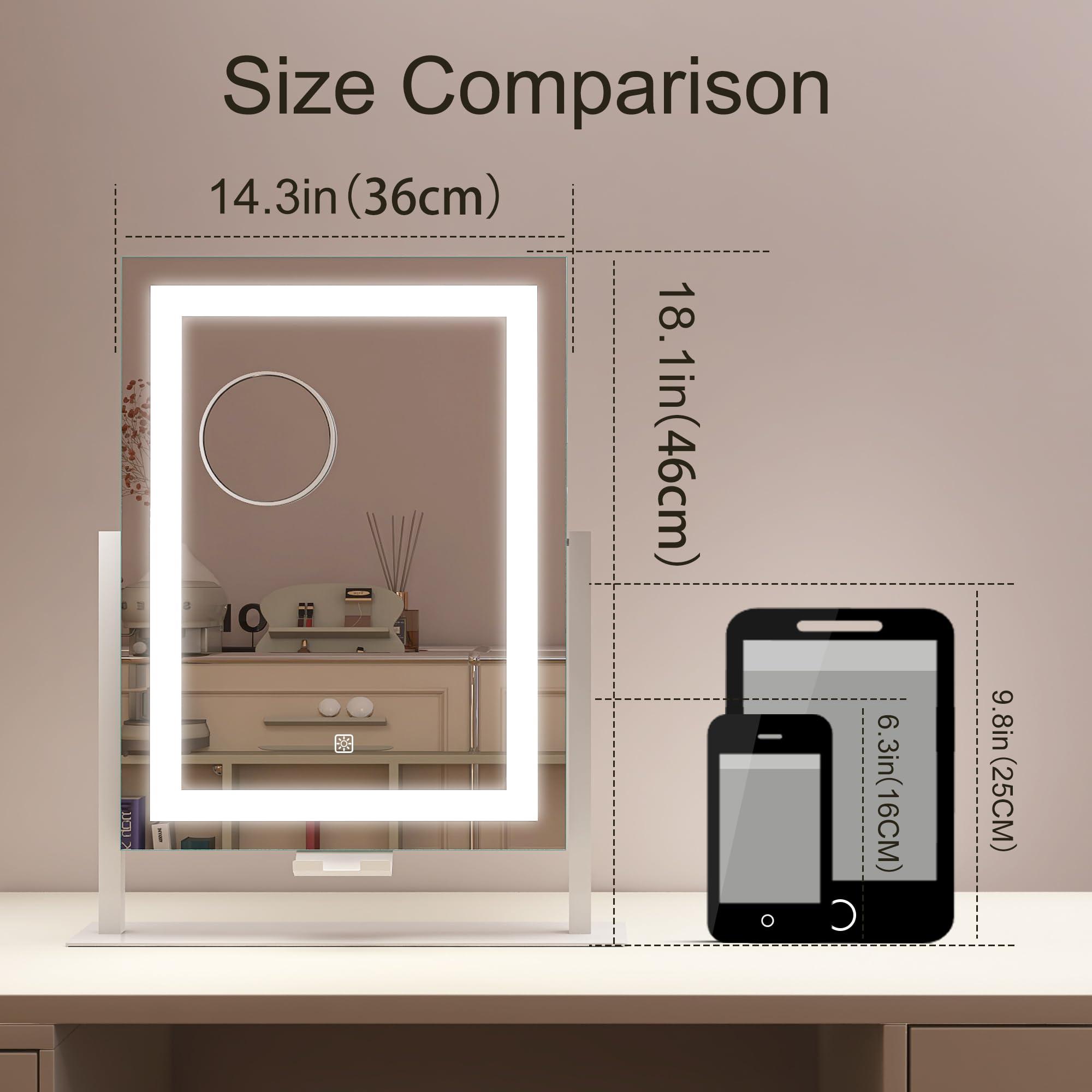 STARLEAD 16" x 12" Makeup Mirror with Lights and 10X Magnification, 3-Color Dimmable LED Lighting & Touch Control for Travel/Dressing Room - Image 2