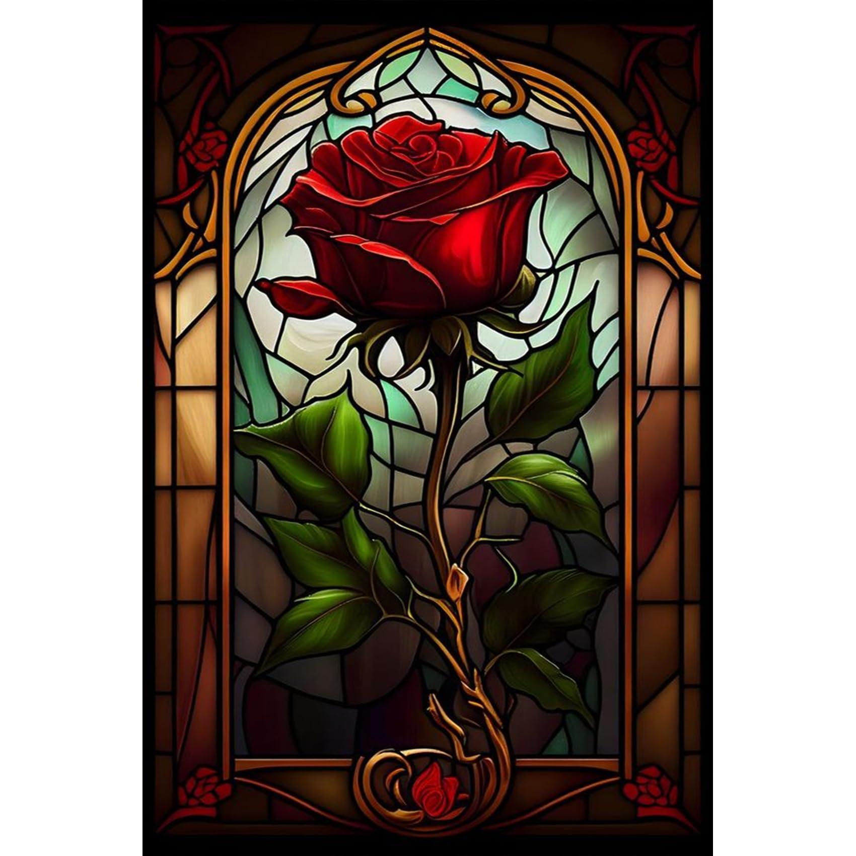 Aestalrcus Rose Diamond Painting Kit for Adults, Rose Diamond Art Kits for Adults, Flower Gem Art for Home Wall Decor 16x12inch