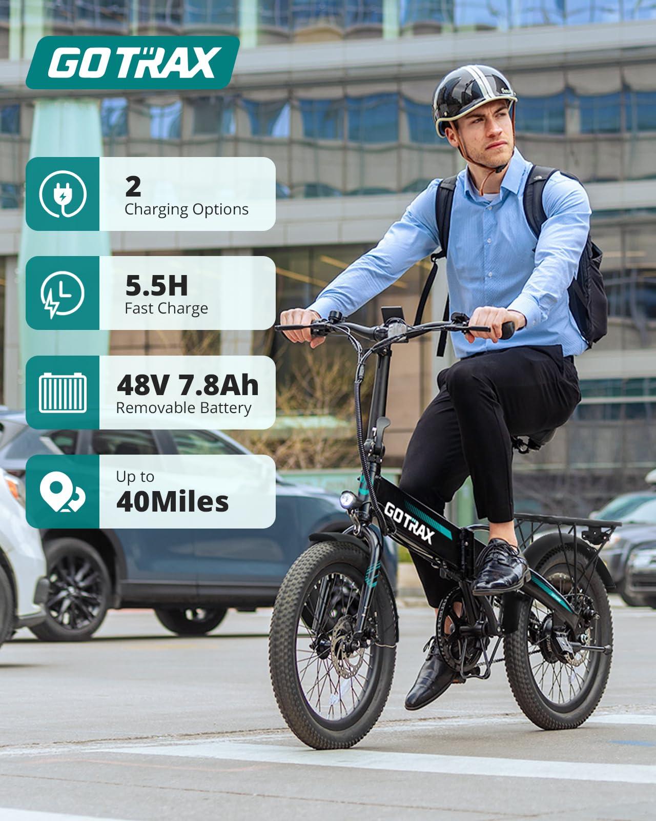 Gotrax 20" Folding Electric Bike with 40Miles (Pedal-assist1) by 48V Battery, 20Mph Power by Peak 500W, Adult Electric Bicycle with 5 Pedal-Assist Levels& LCD Display, Suitable for Commuting - Image 4