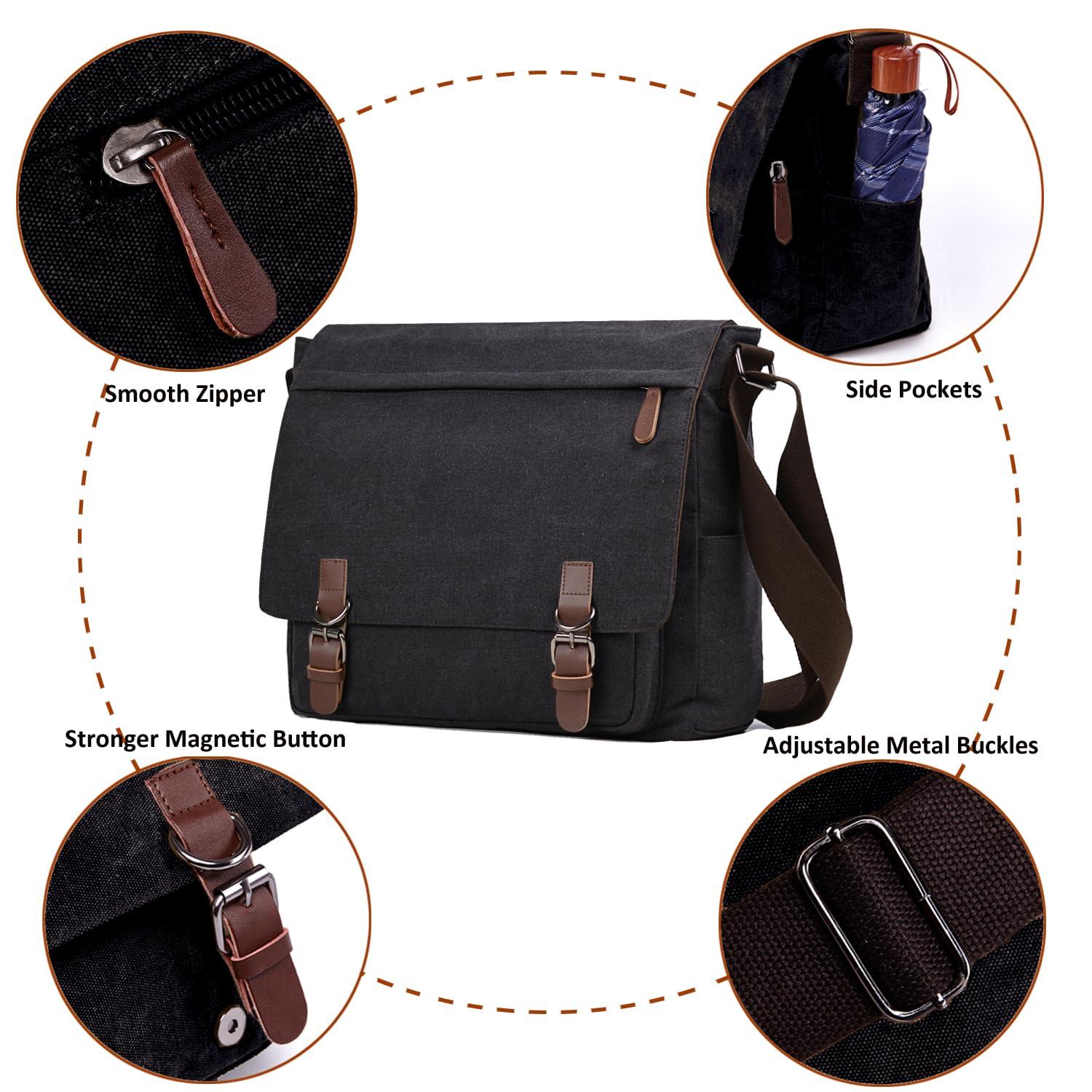 Canvas Messenger Bag for Men Women,Travel Satchel Shoulder bag 15.6 Inch Laptop Bag briefcase Business - Image 6