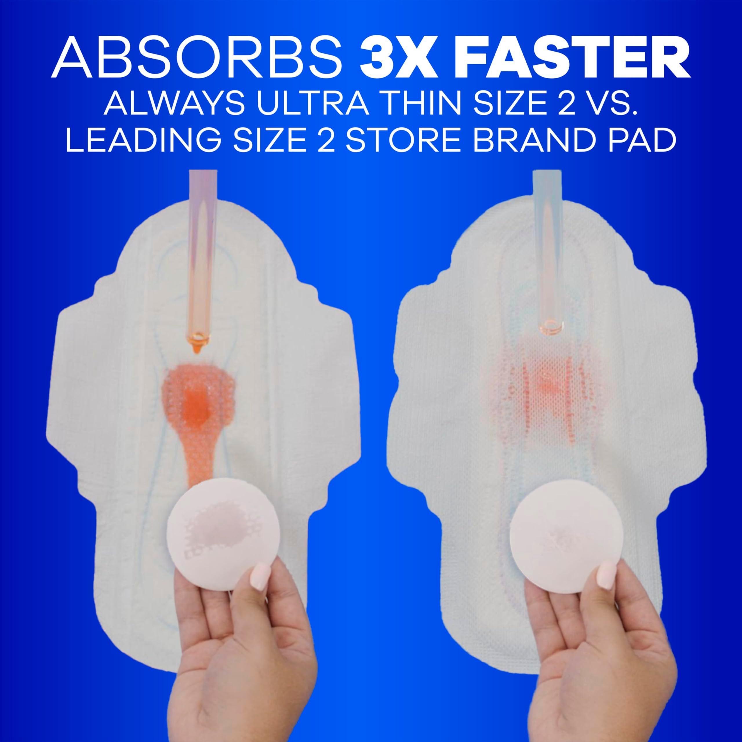 Always Ultra Thin Feminine Pads with Wings for Women, Super Absorbency, Unscented, Size 2, 126 Count - Image 3