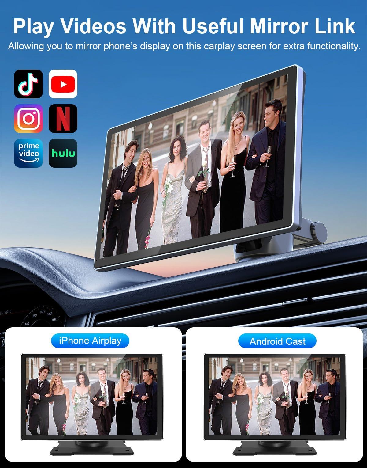 Oscio Wireless Carplay Screen for Car 4K Dash Cam & 1080P Backup Camera, 9" Portable Car Stereo with Apple Carplay & Android Auto, Voice Control, GPS Navigation, Mirror Link, Bluetooth - Image 6