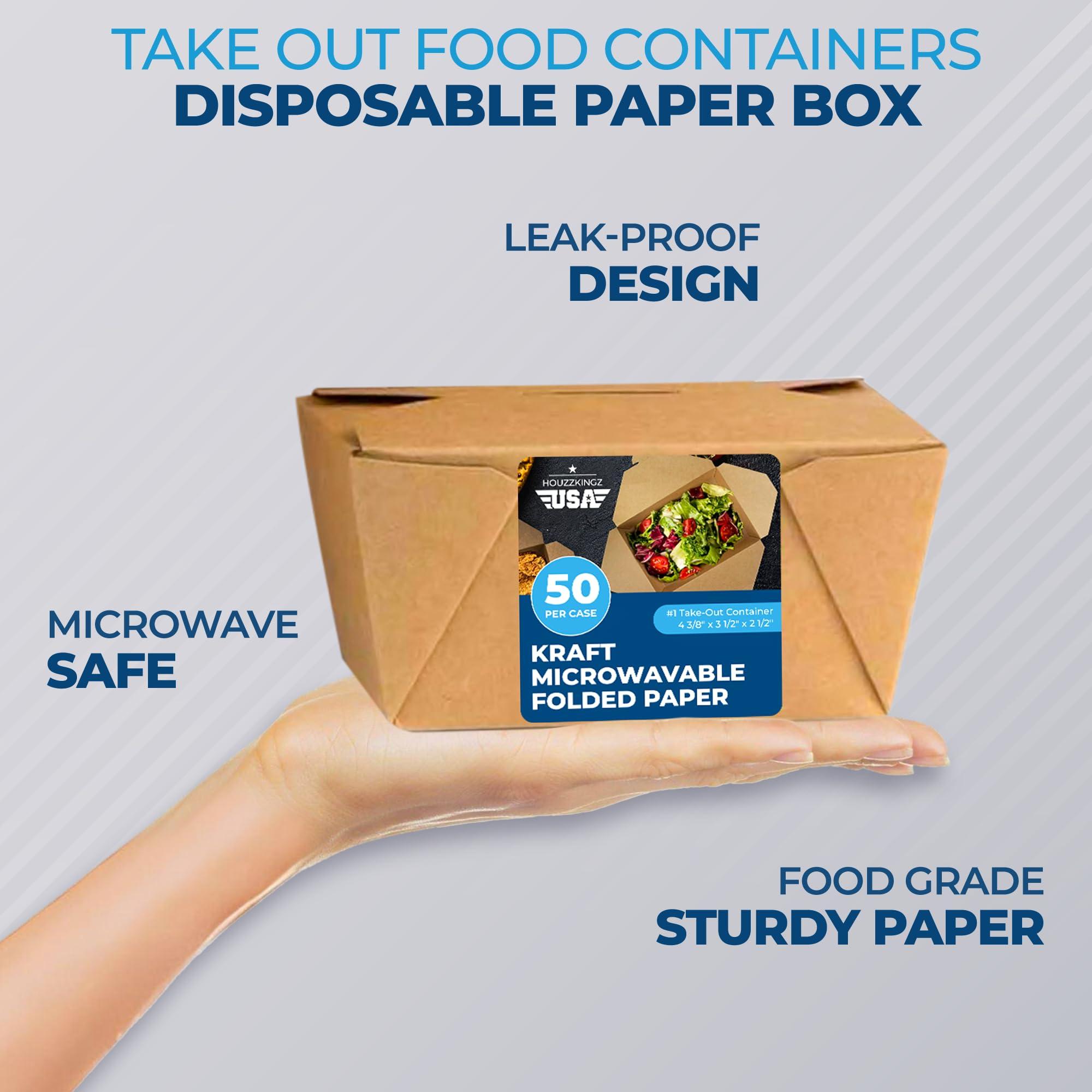 Paper To Go Boxes for Food [50 Pack - 30 Oz], Cardboard Take Out Food Containers Boxes | Kraft Fold Takeout Small Disposable Lunch Box Packaging, Chinese Take Home Away Containers Catering Deliveries - Image 3