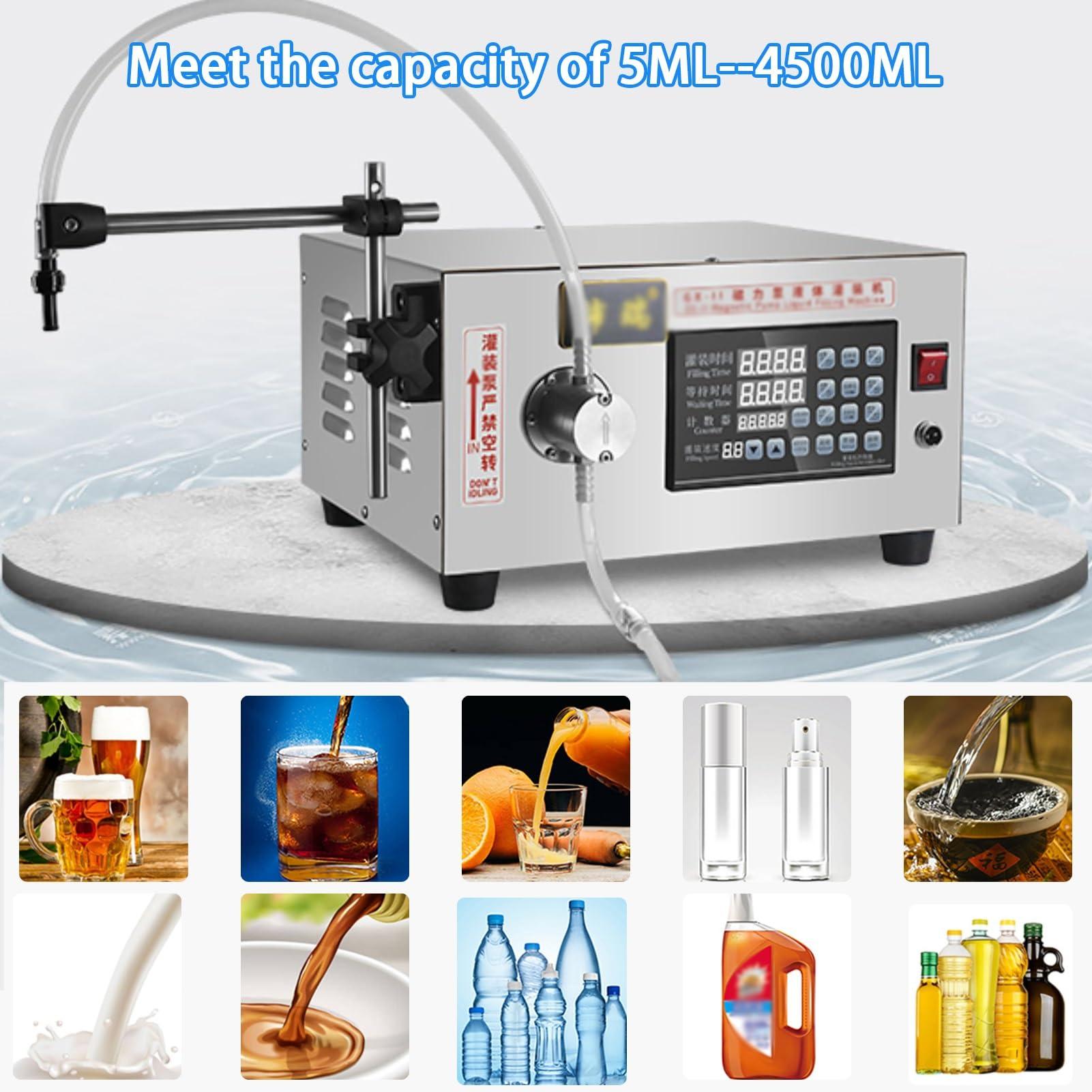 YUGXTH Liquid Filling Machine, Single Head Magnetic Pump Bottle Filler, Automatic Liquid Bottle Tube Filler, Stainless Steel Bottling Machine with Foot Pedal, for Cosmetics, Beverages, Oil - Image 4